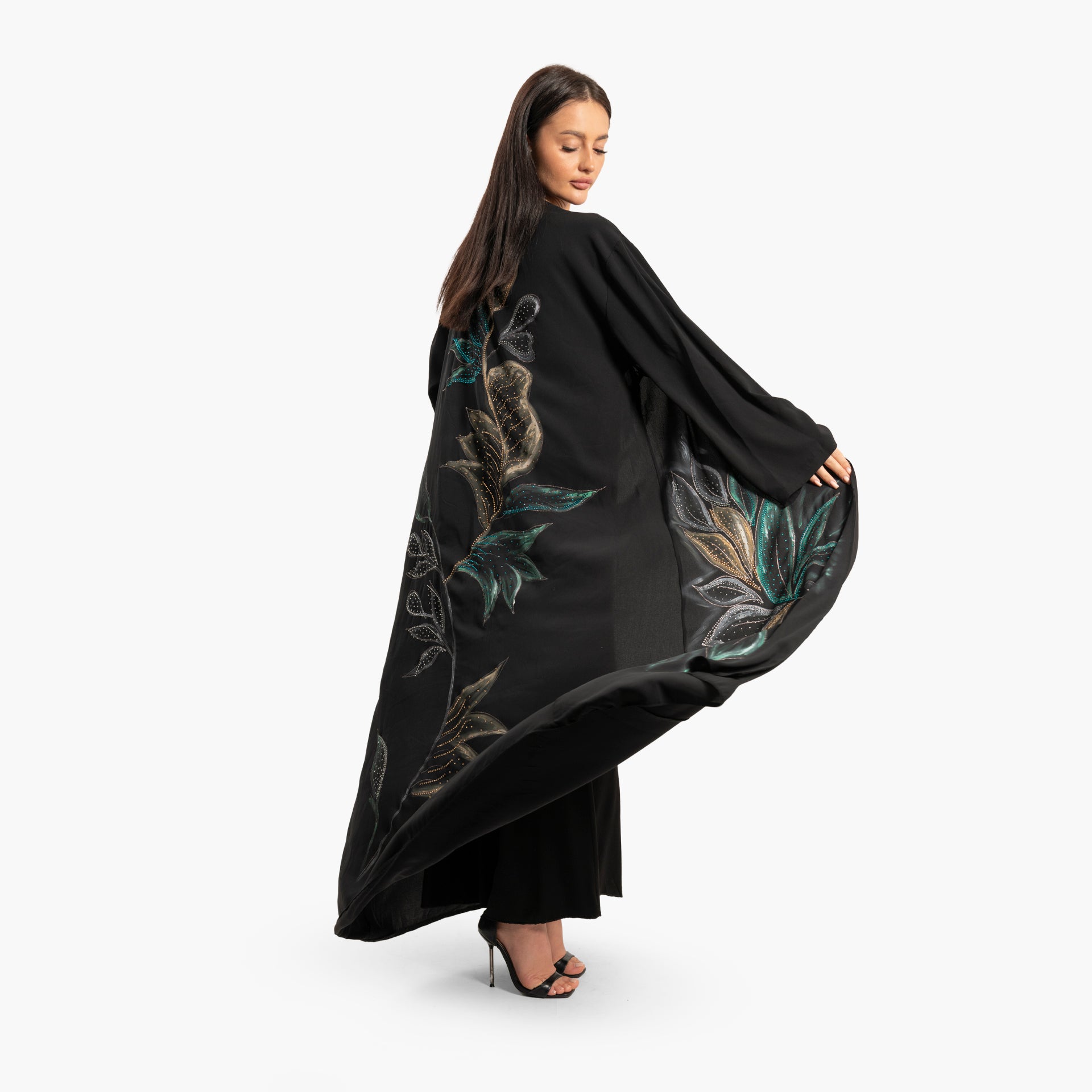 Women's Black with Colorful Floral Print Abaya By WECRE8