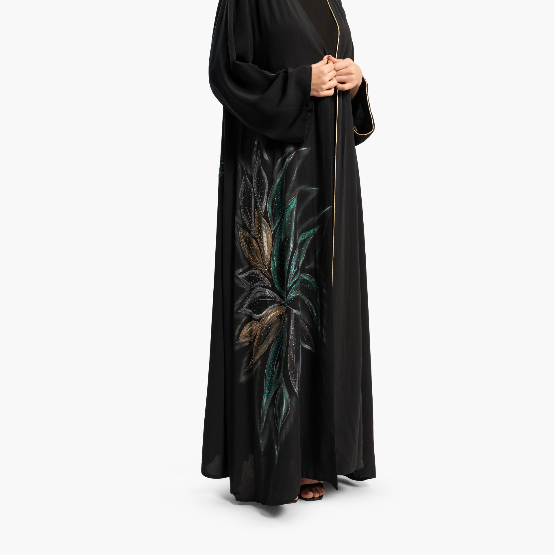 Women's Black with Colorful Floral Print Abaya By WECRE8