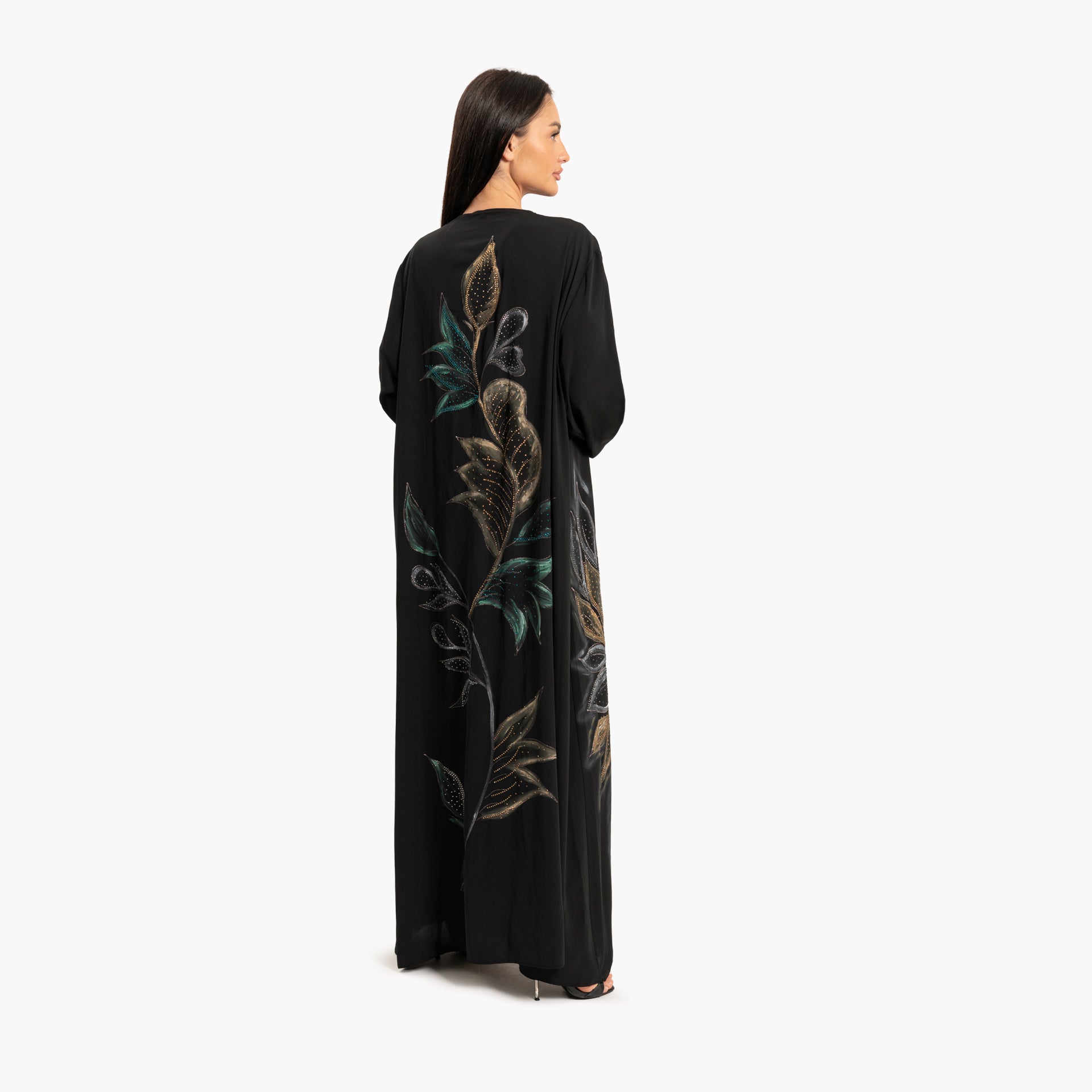 Women Black with Colorful Floral Print Abaya By WECRE8