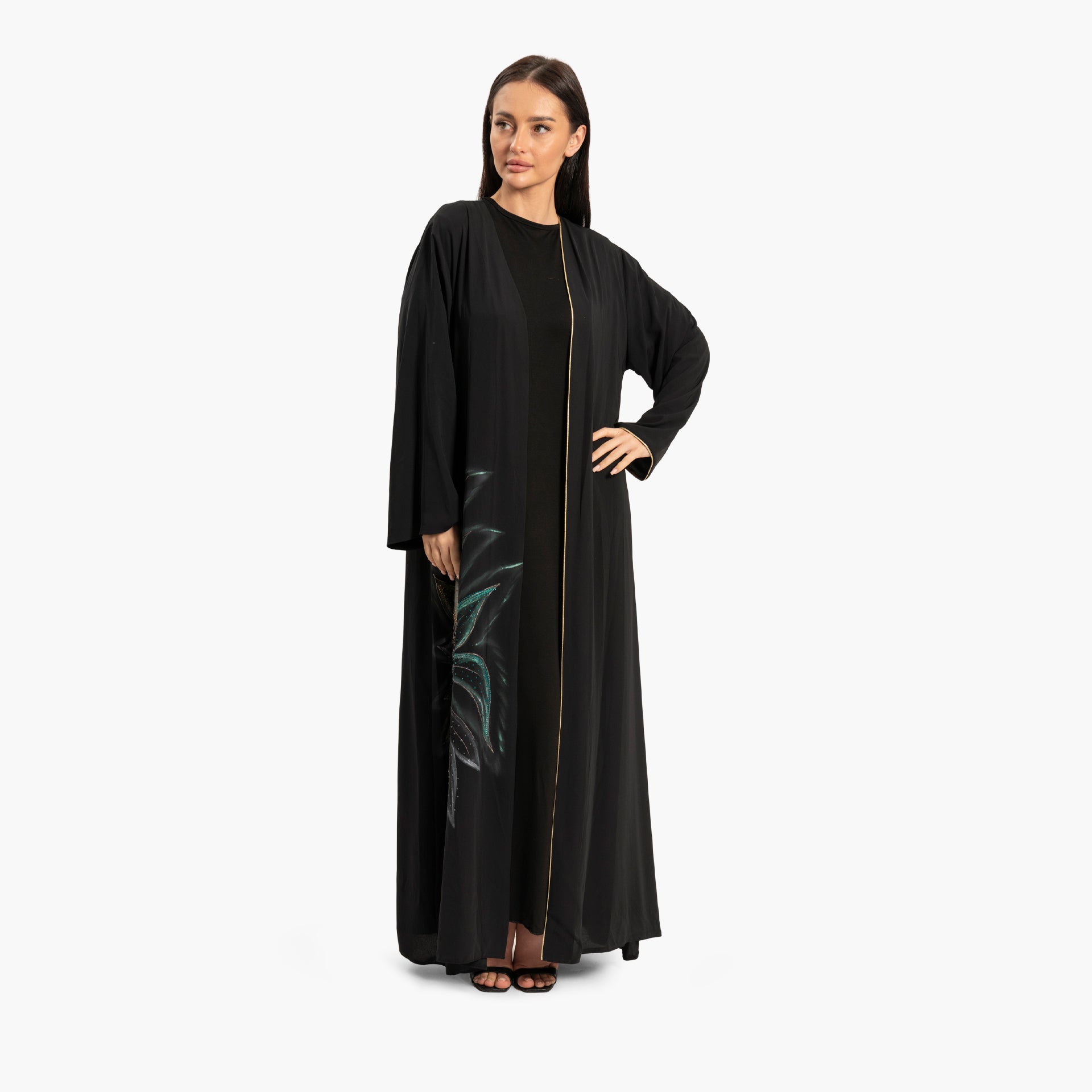 Women Black with Colorful Floral Print Abaya By WECRE8