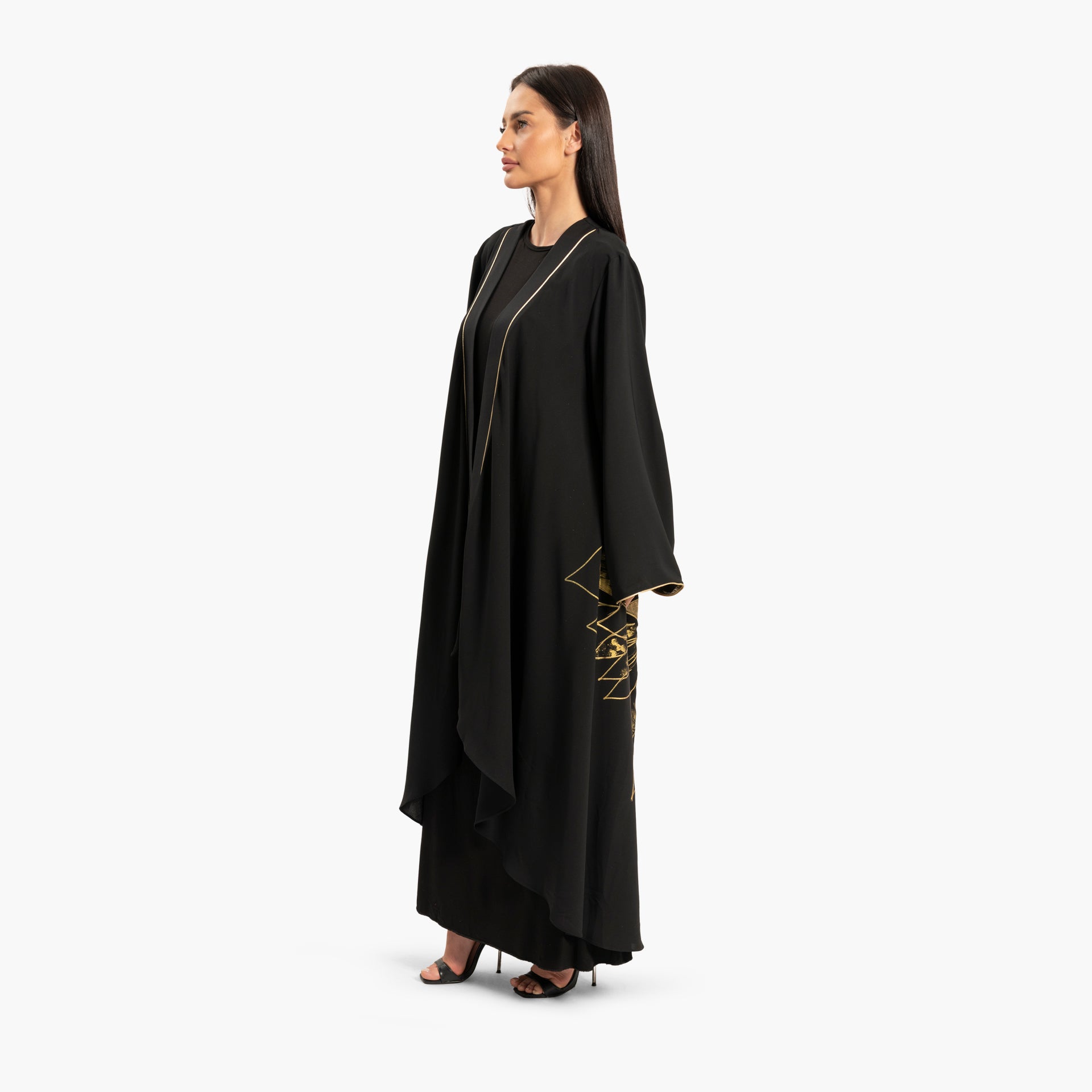 Women's Black with Gold Floral Design Kaftan By WECRE8