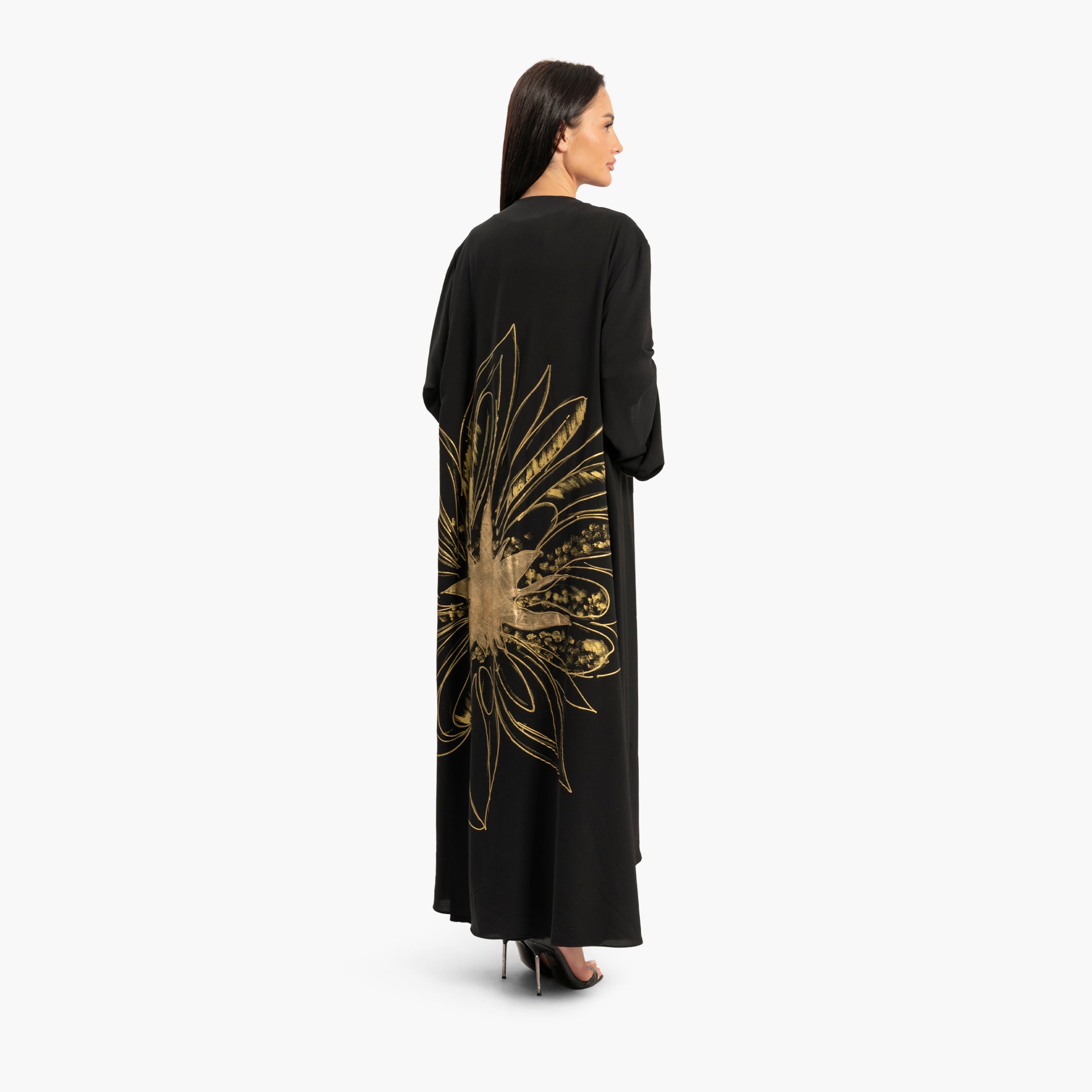 Women Black with Gold Floral Design Kaftan By WECRE8