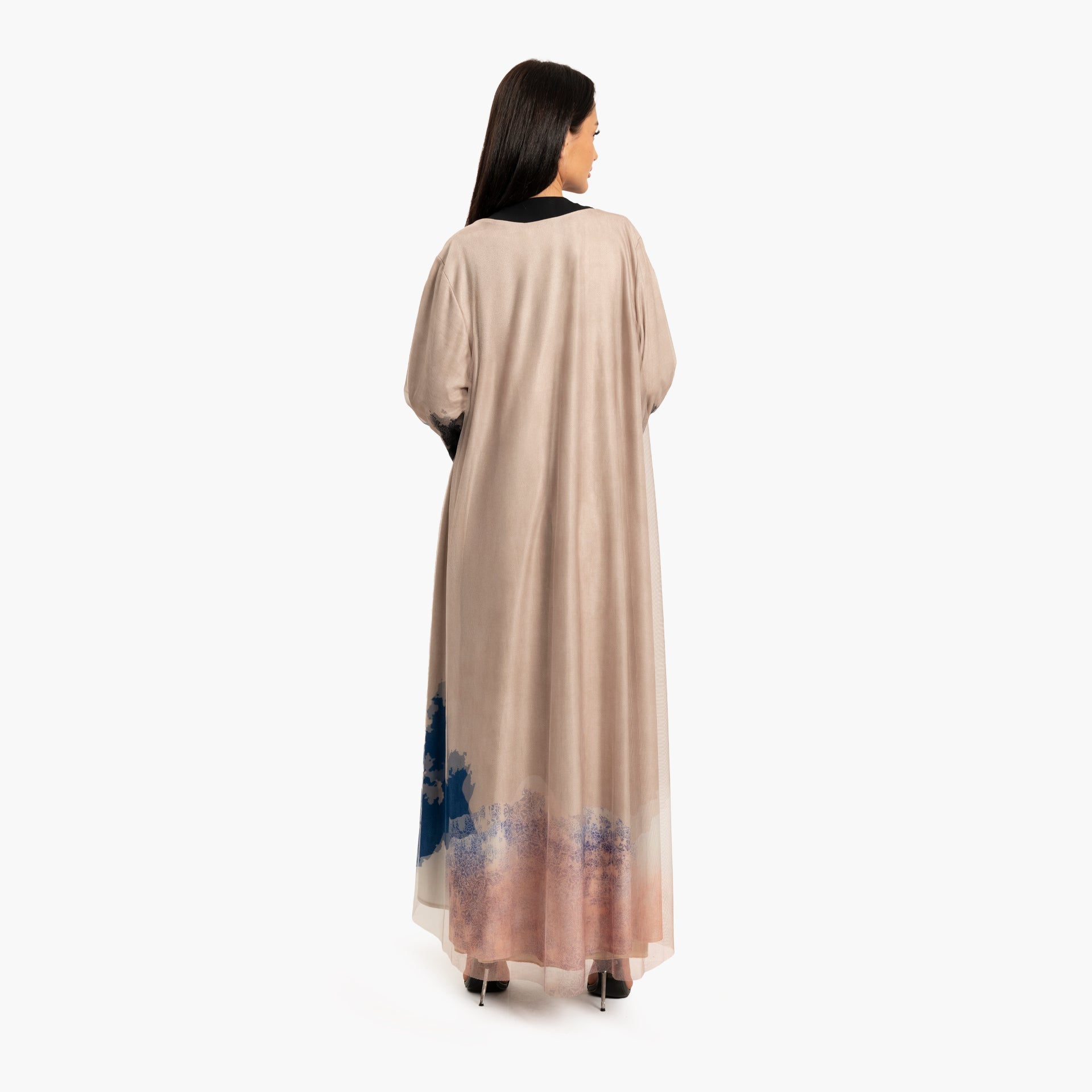 Women's Beige with Blue Abstract Motif Kaftan By WECRE8