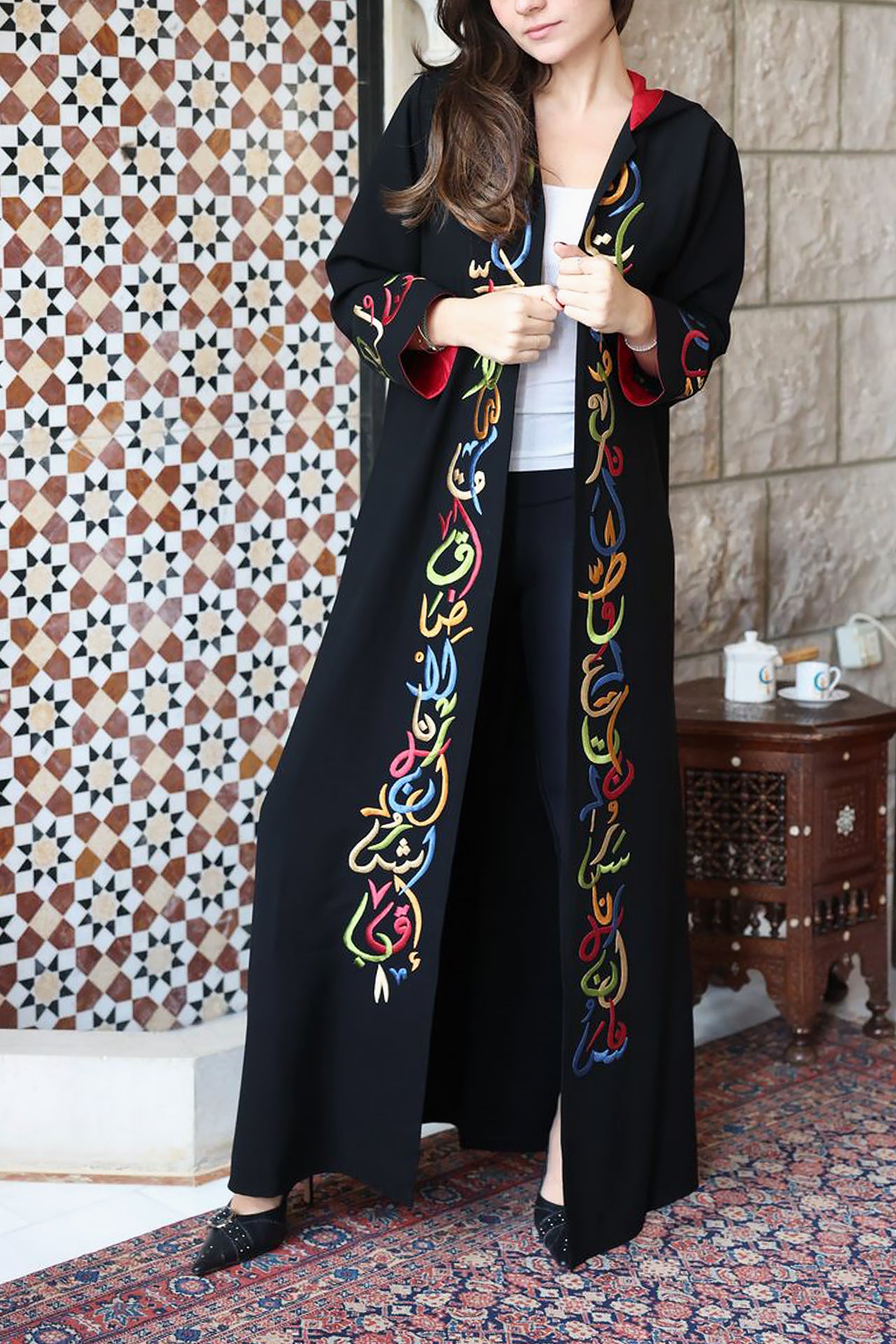 Black Arabic Hoodie Abaya by Nour Artisan