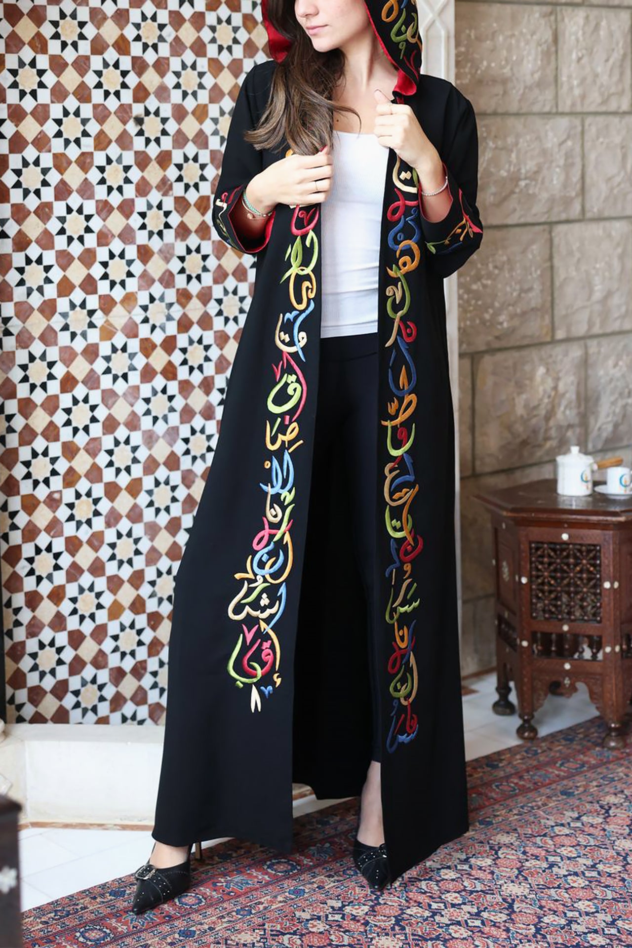 Black Arabic Hoodie Abaya by Nour Artisan