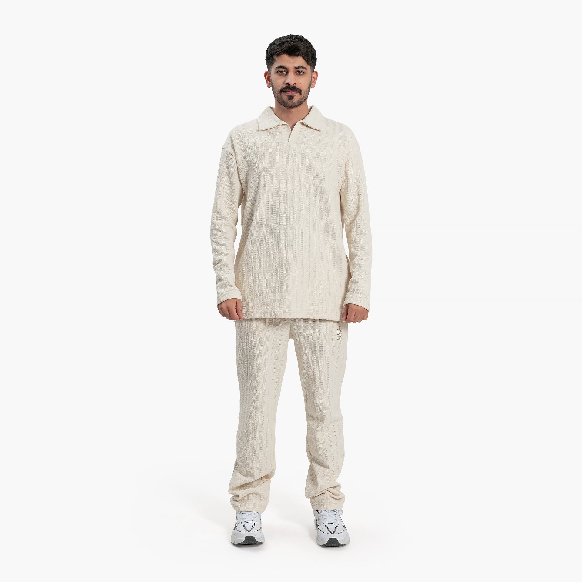 Men's Off-white Polo Sweater and Pants Set By WECRE8