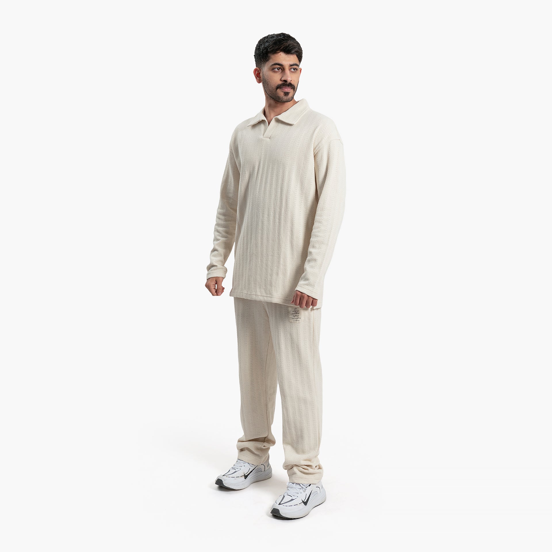 Men Off-white Polo Sweater and Pants Set By WECRE8