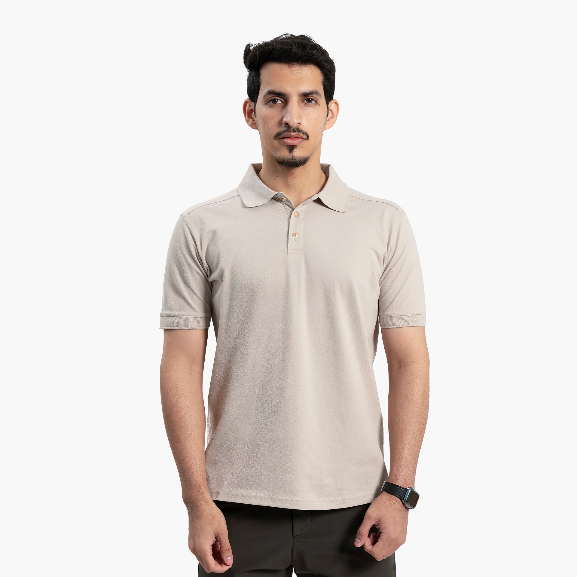 Men Beige Polo T-Shirt By WECRE8