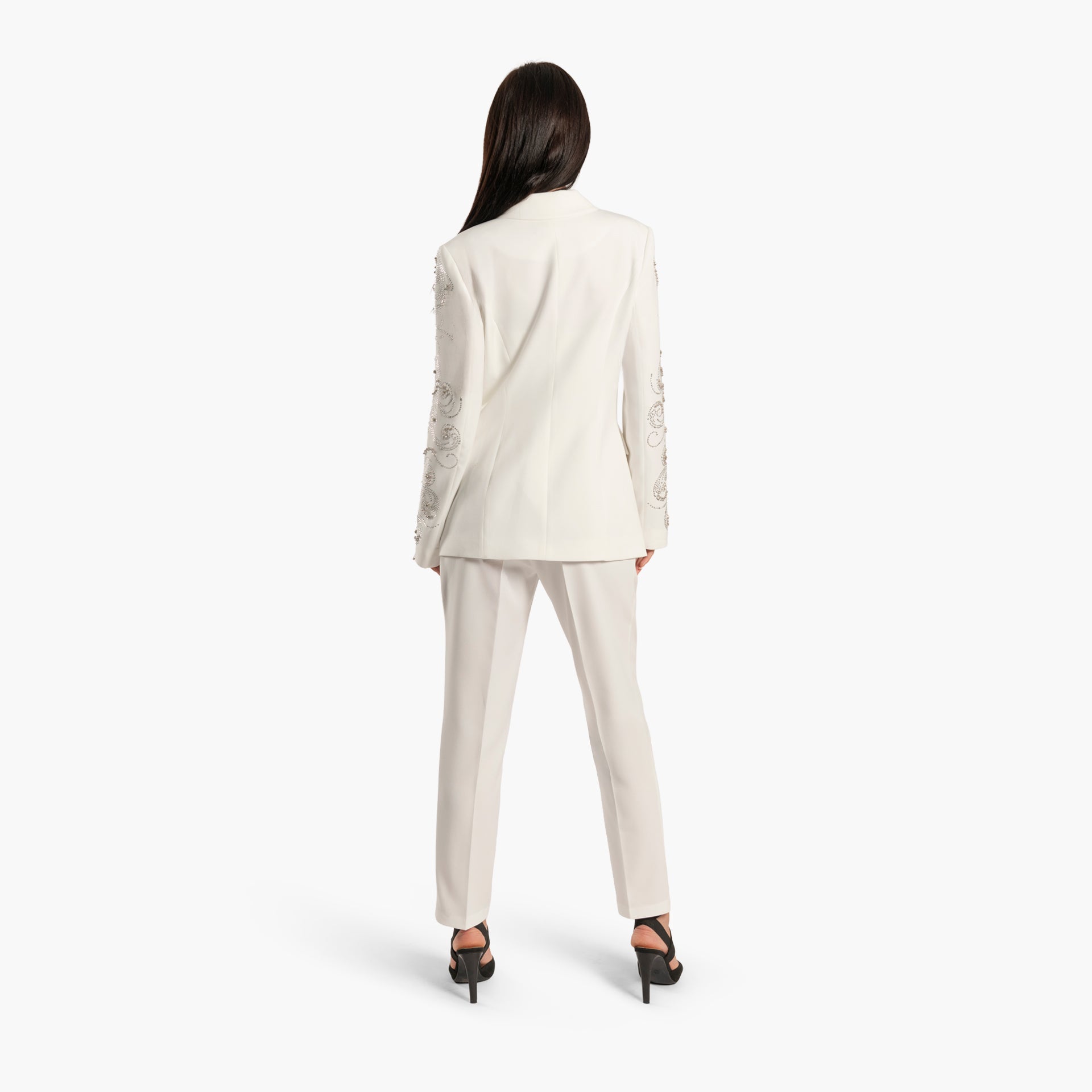 Women two-piece set of White Blazer Jacket and Pants by WECRE8