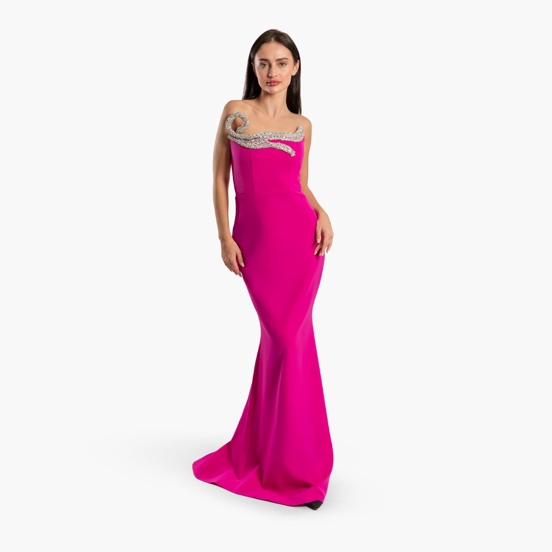 Women Fuchsia Dress with Embellished Detail by WECRE8