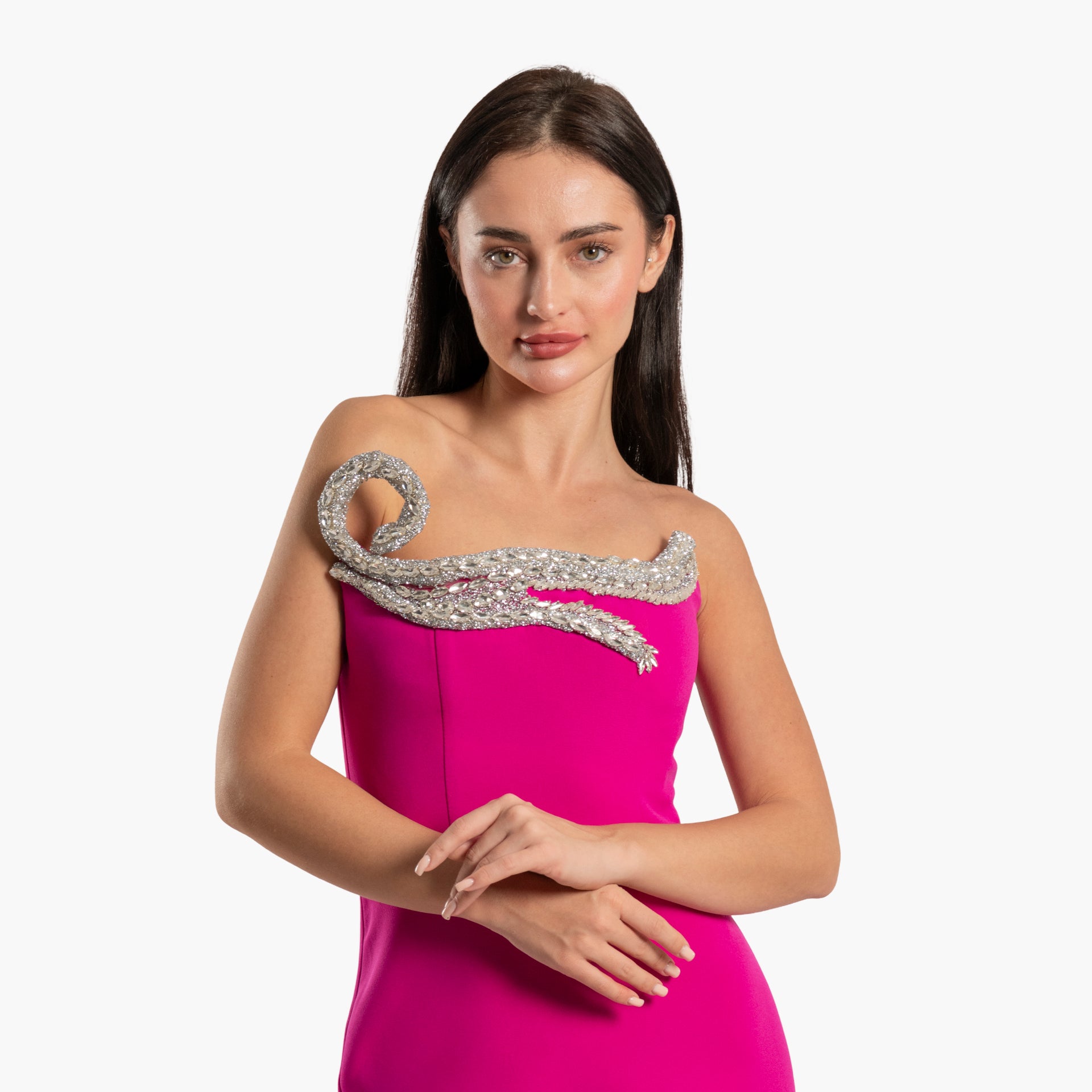 Fuchsia Embroidery Dress by WECRE8