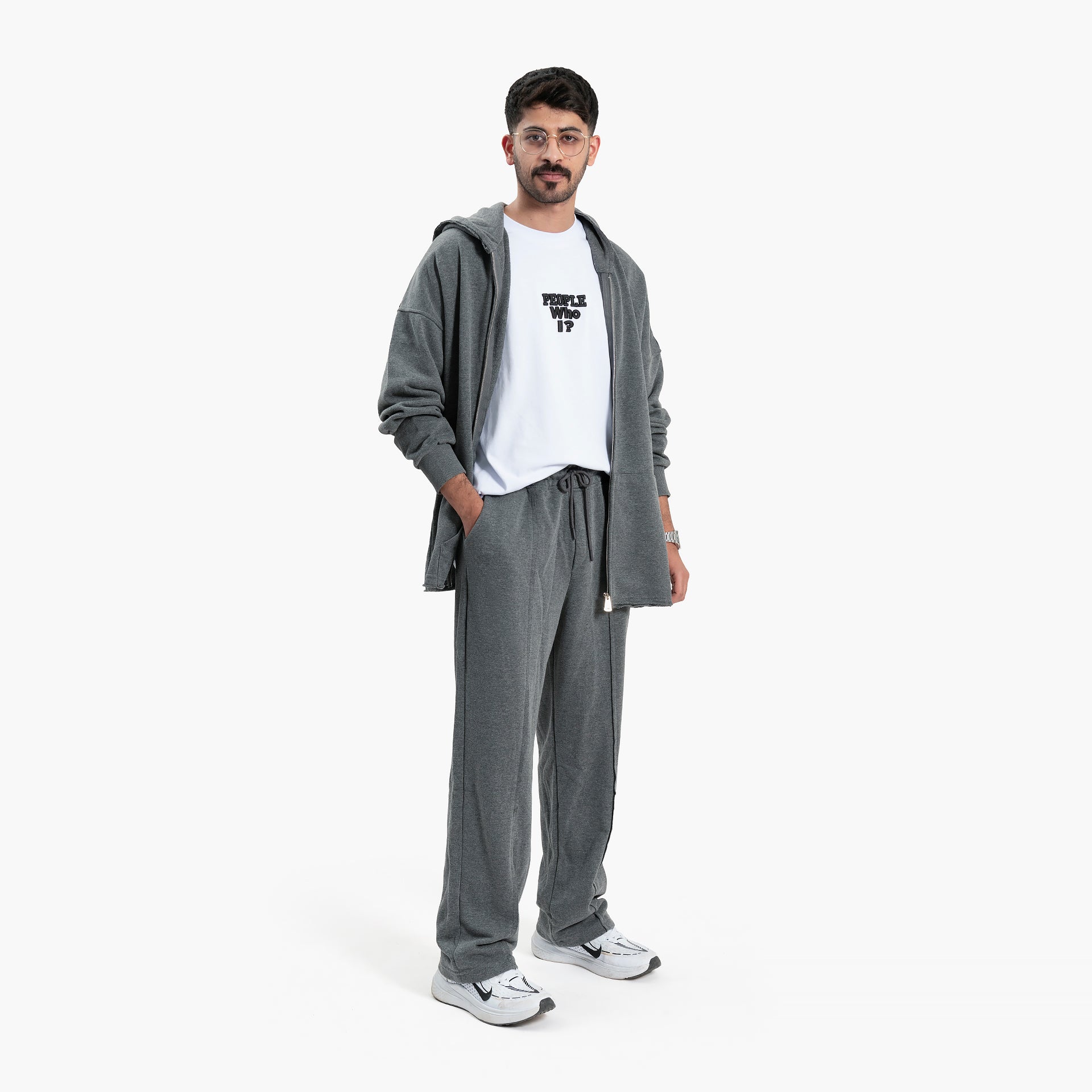 Men Gray Hoodie Jacket and Pants Set By WECRE8