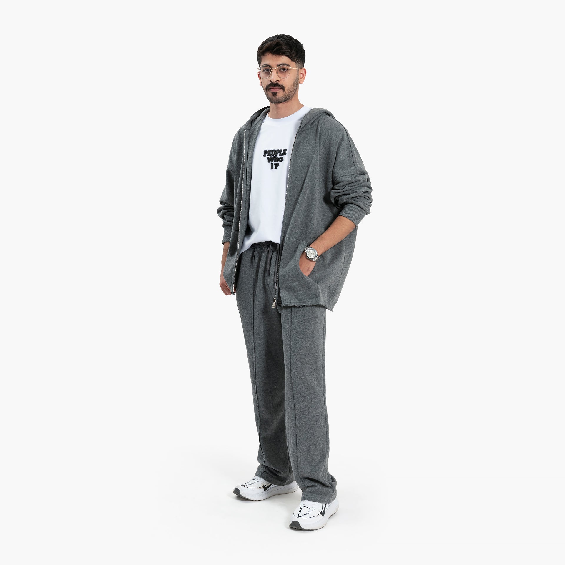 Men's Gray Hoodie Jacket and Pants Set By WECRE8