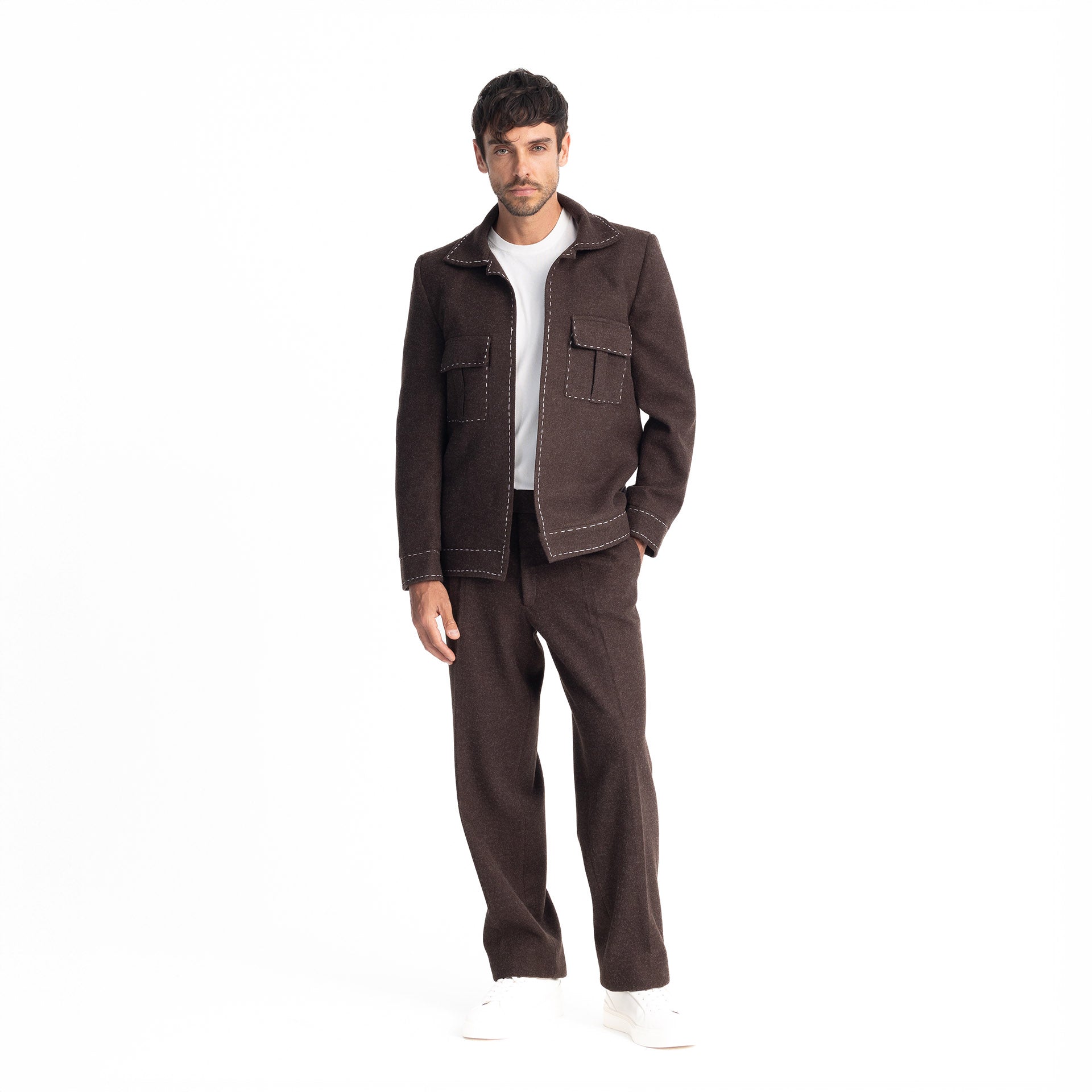 Men Brown Fred's Stiches Blazer by Hajruss