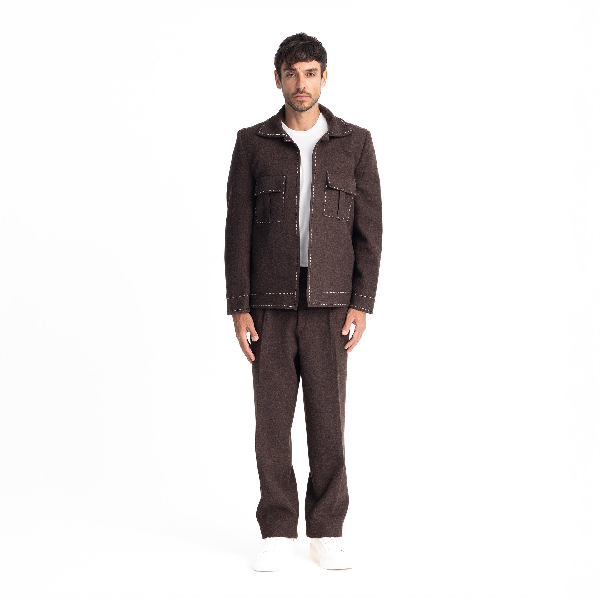 Men Brown Fred's Stiches Blazer by Hajruss