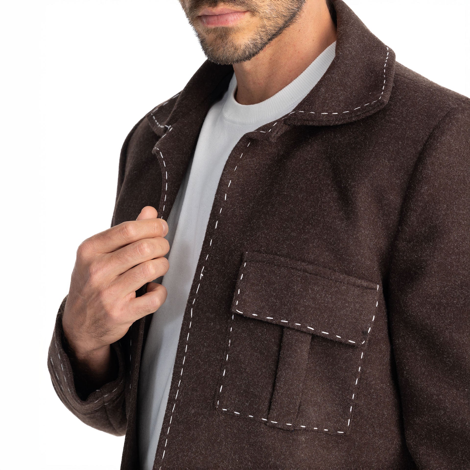 Men Brown Fred's Stiches Blazer by Hajruss