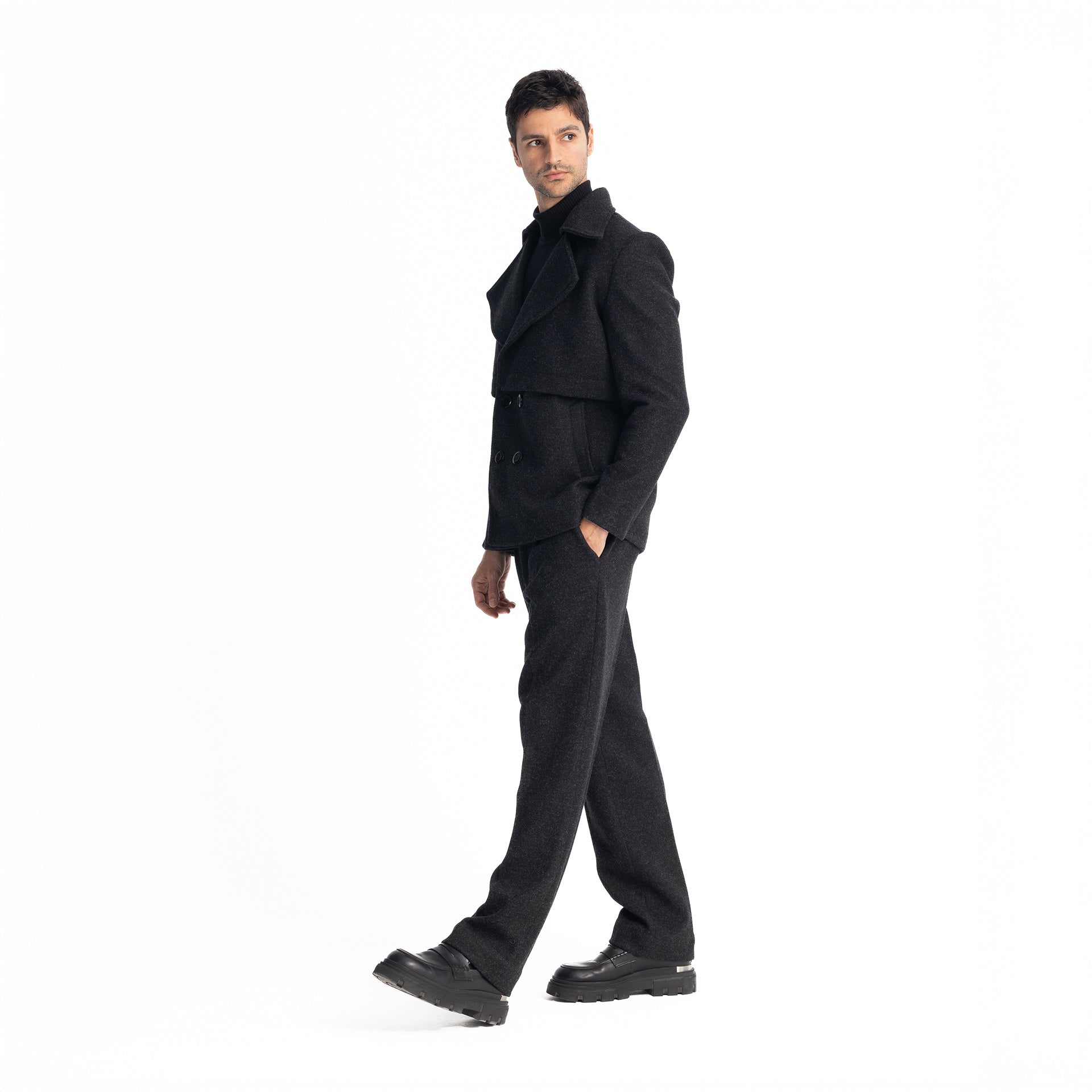 Men Black Sherlock's 4 Button Jacket by Hajruss