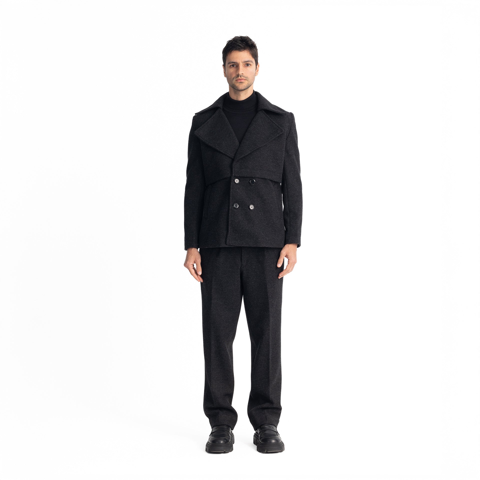 Men Black Sherlock's 4 Button Jacket by Hajruss