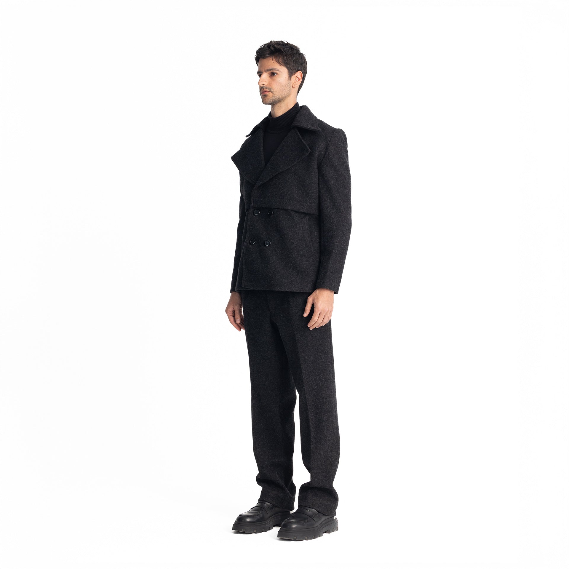 Men Black Sherlock's 4 Button Jacket by Hajruss