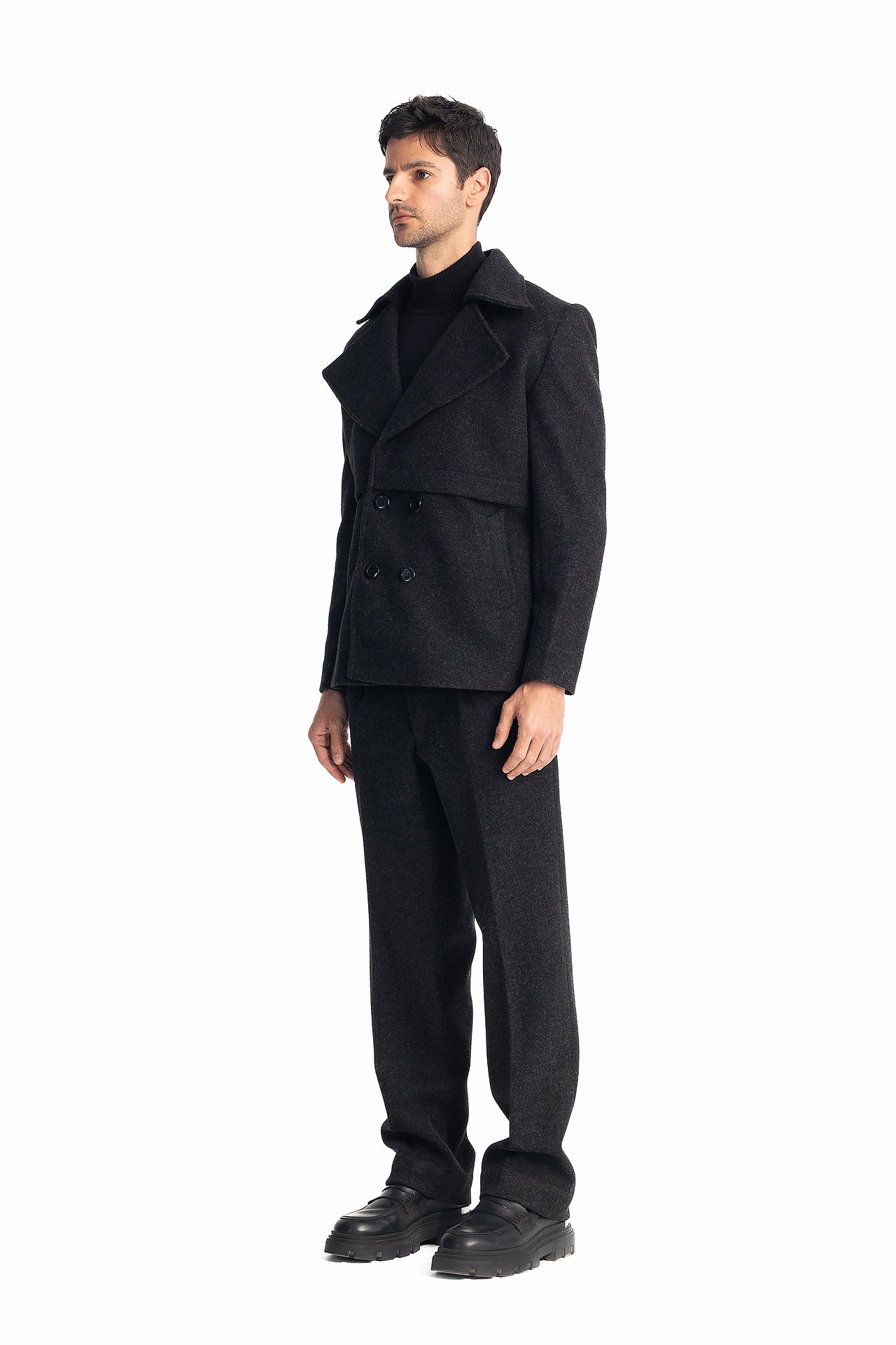 Men Black Sherlock's 4 Button Jacket by Hajruss