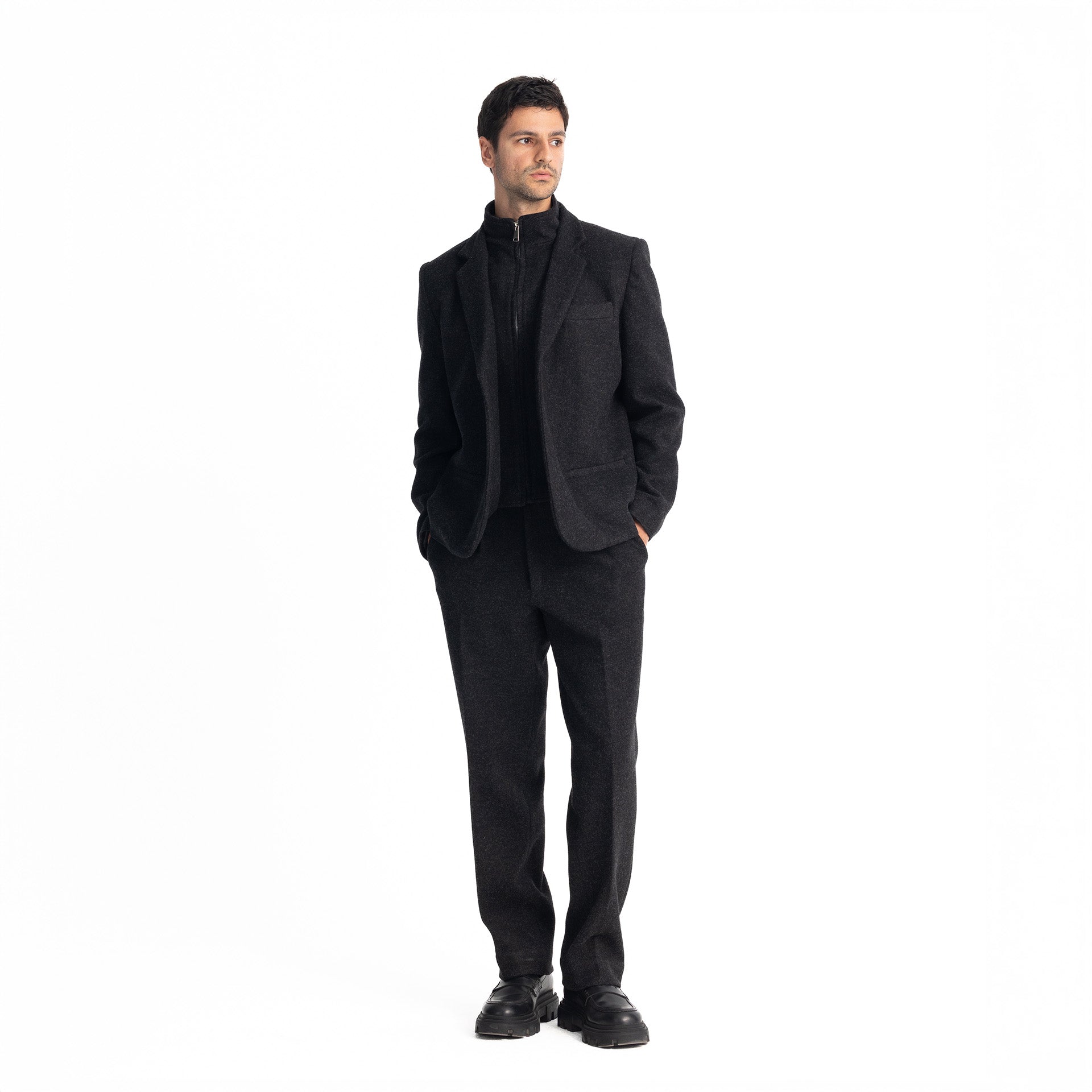 Men Black Denver's Zipper Blazer by Hajruss