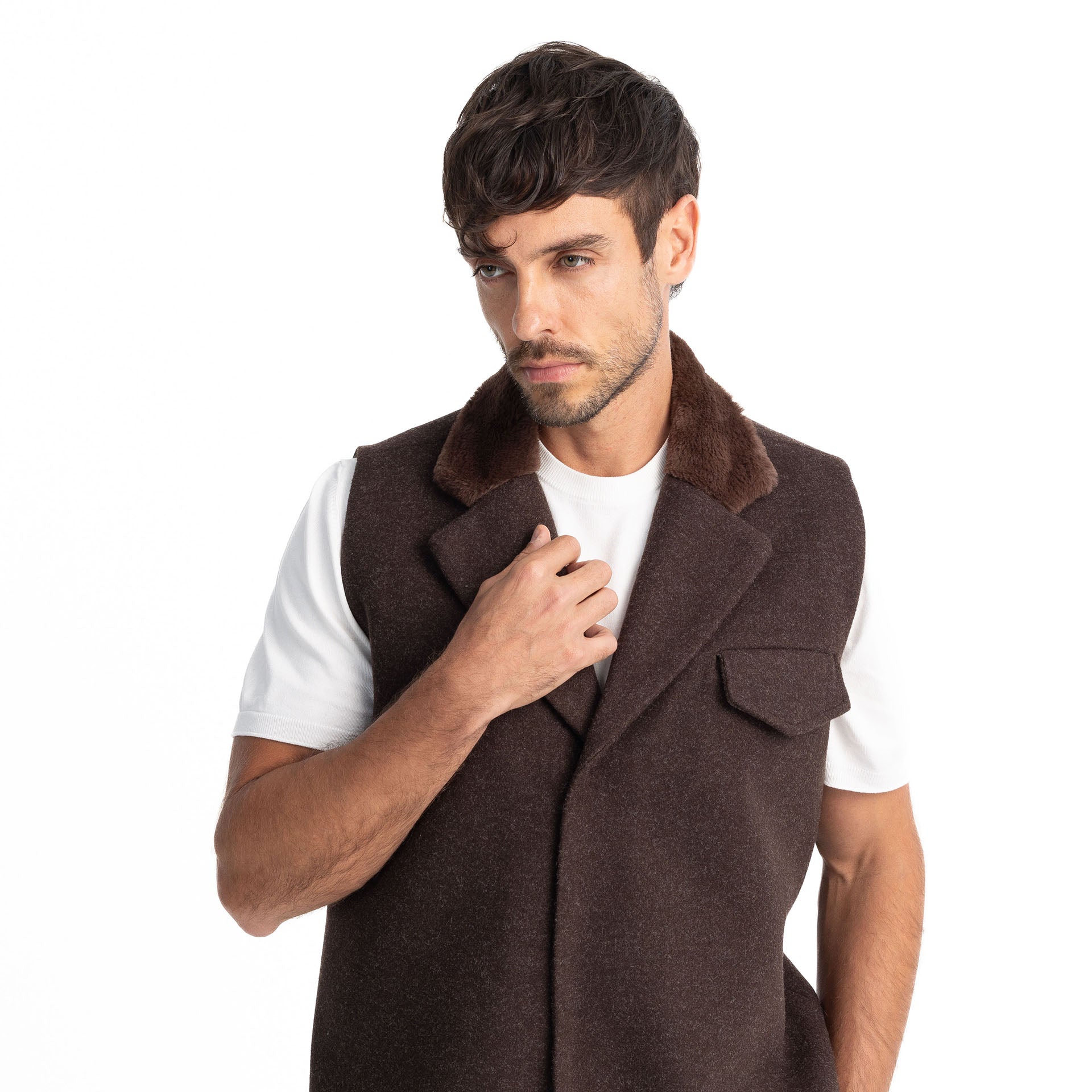 Men Brown Ted’s Vest by Hajruss