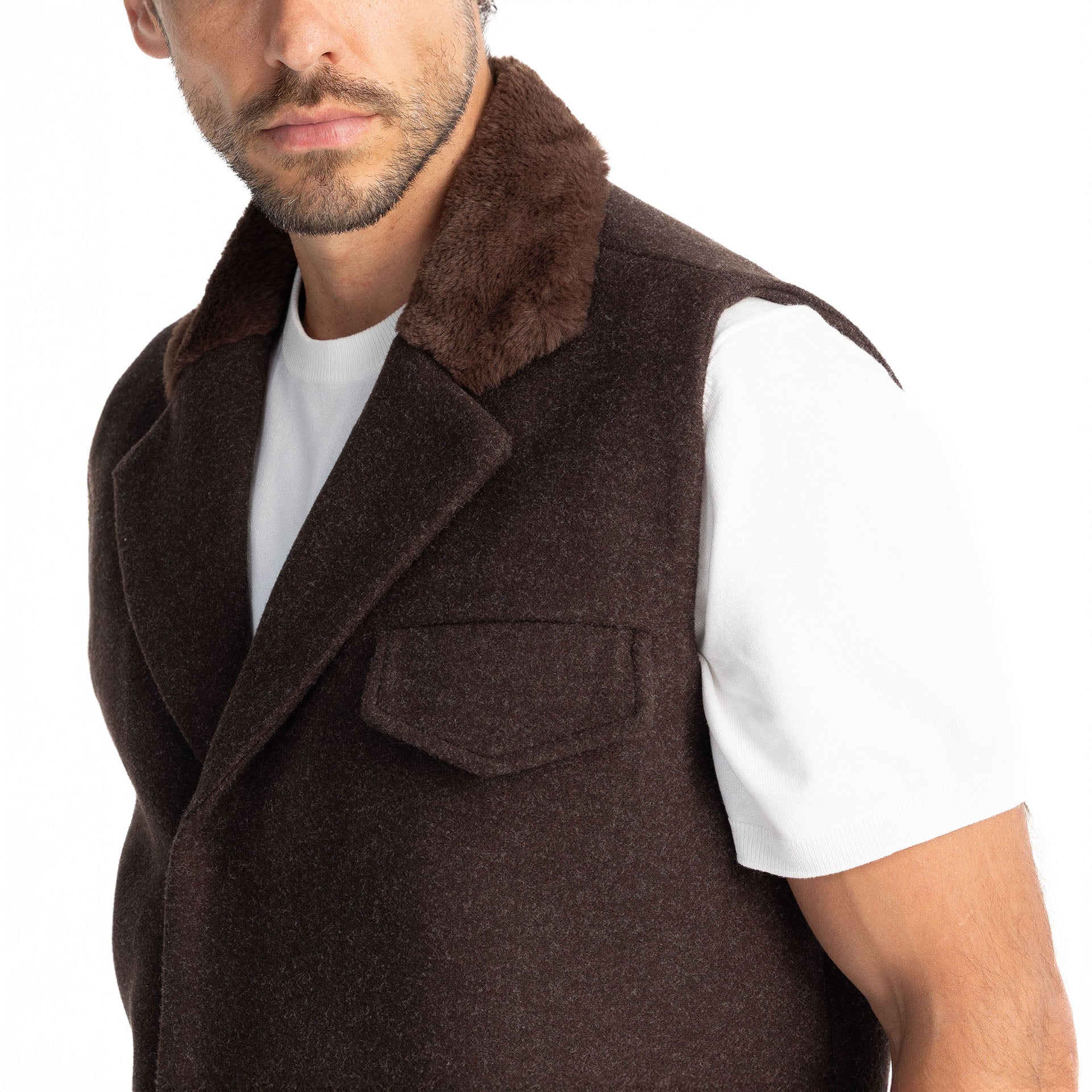 Men Brown Ted’s Vest by Hajruss