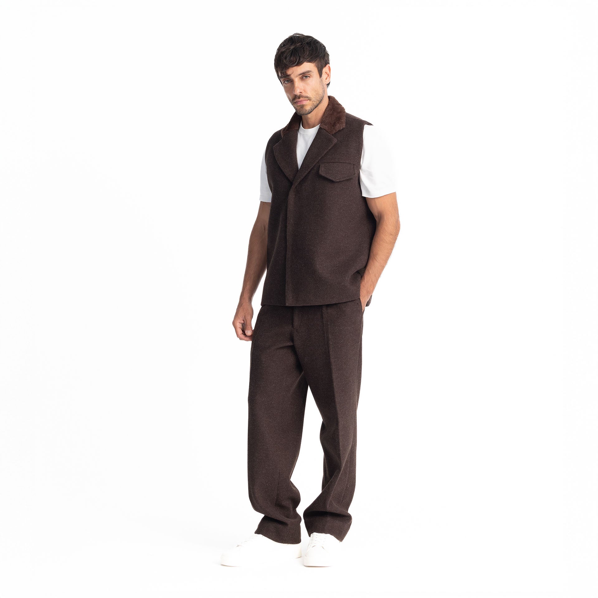 Men Brown Ted’s Vest by Hajruss