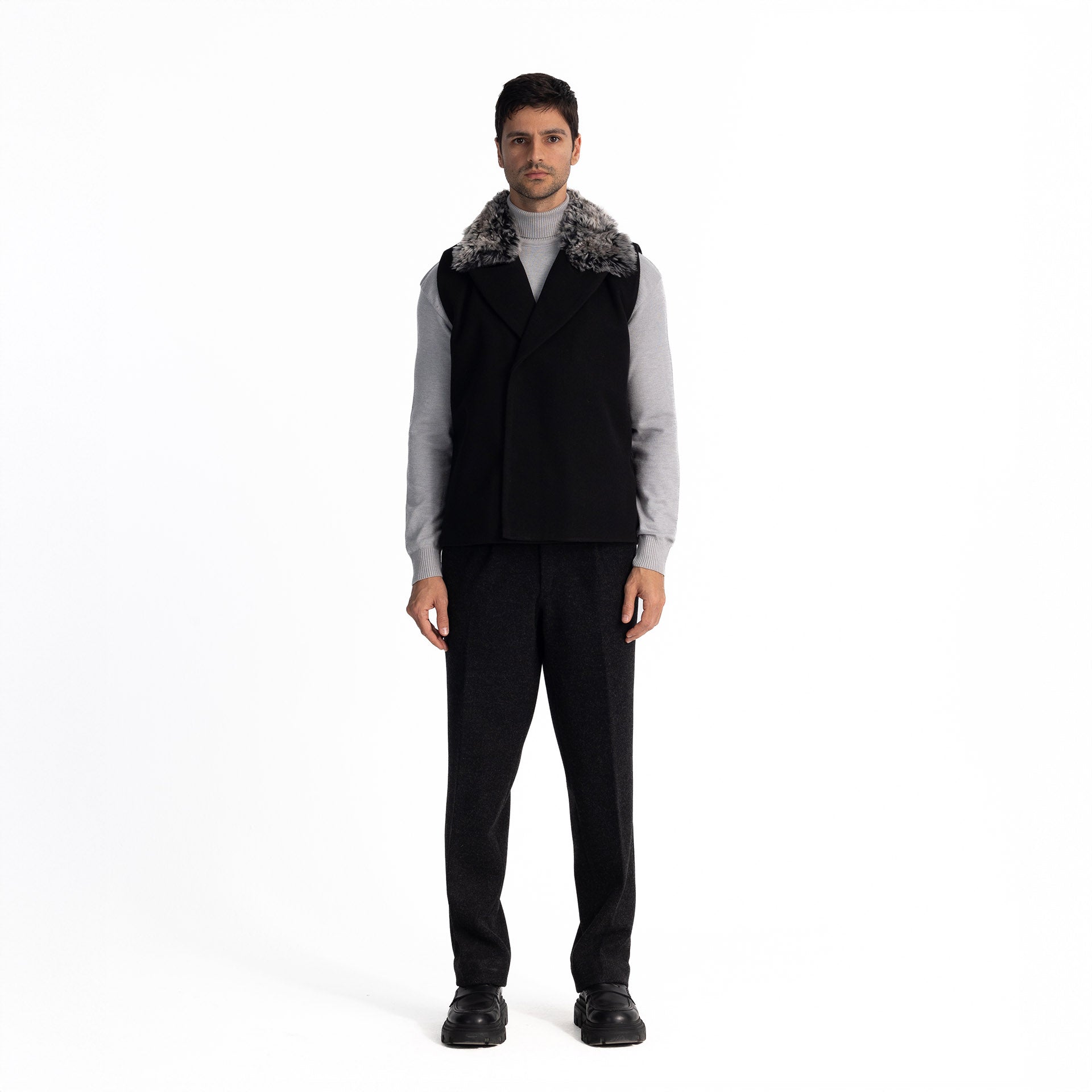 Men Black Suit-Collar Vest by Hajruss