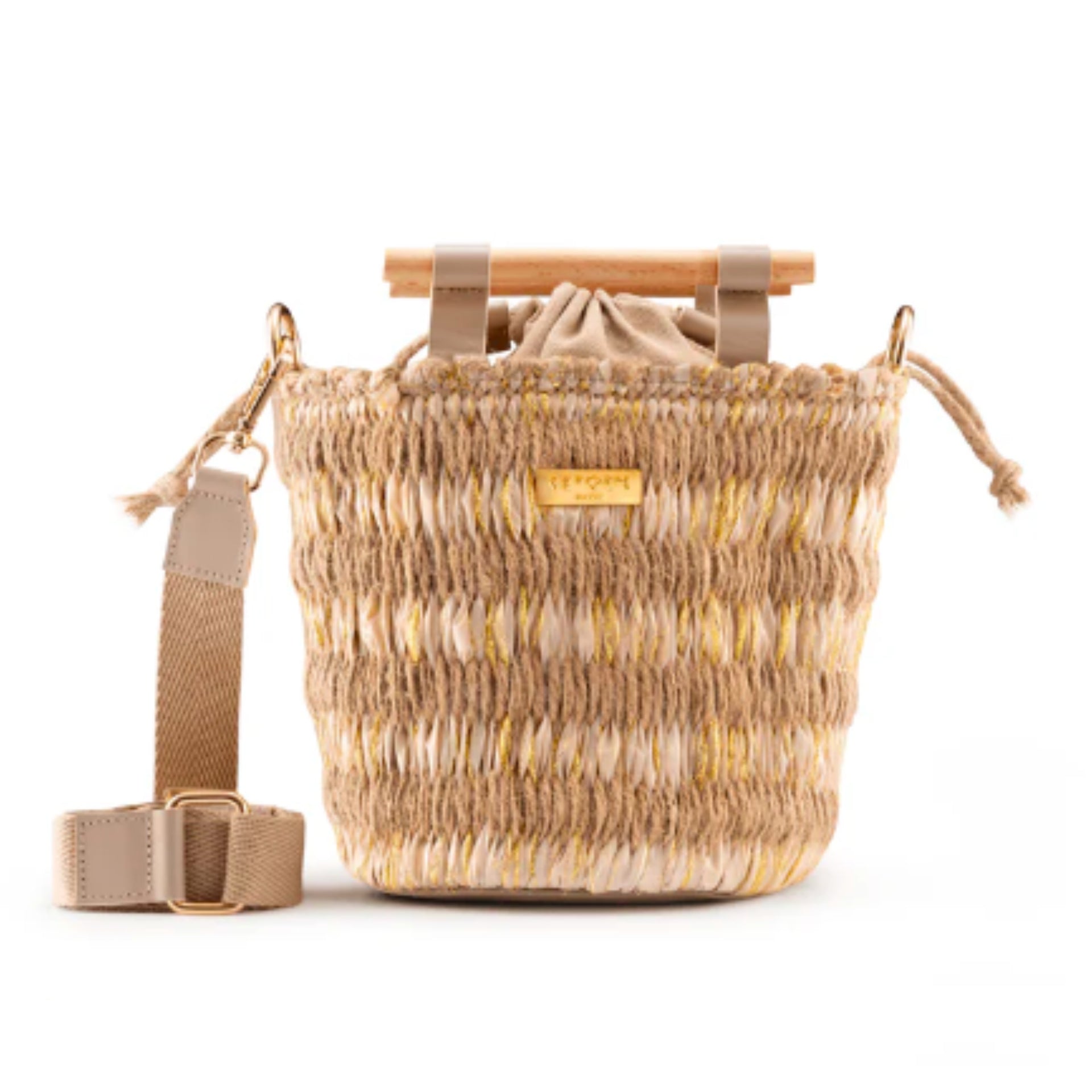 Beige Mini Afro Basket Bag by Reform Studio