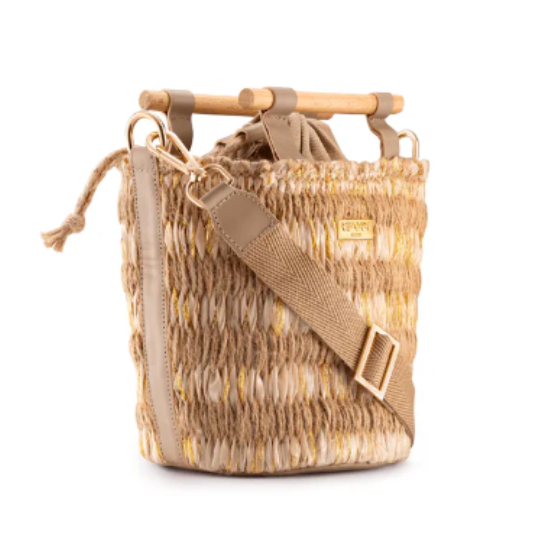 Beige Mini Afro Basket Bag by Reform Studio