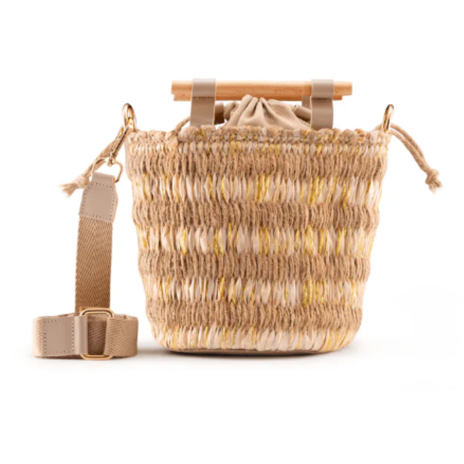 Beige Mini Afro Basket Bag by Reform Studio