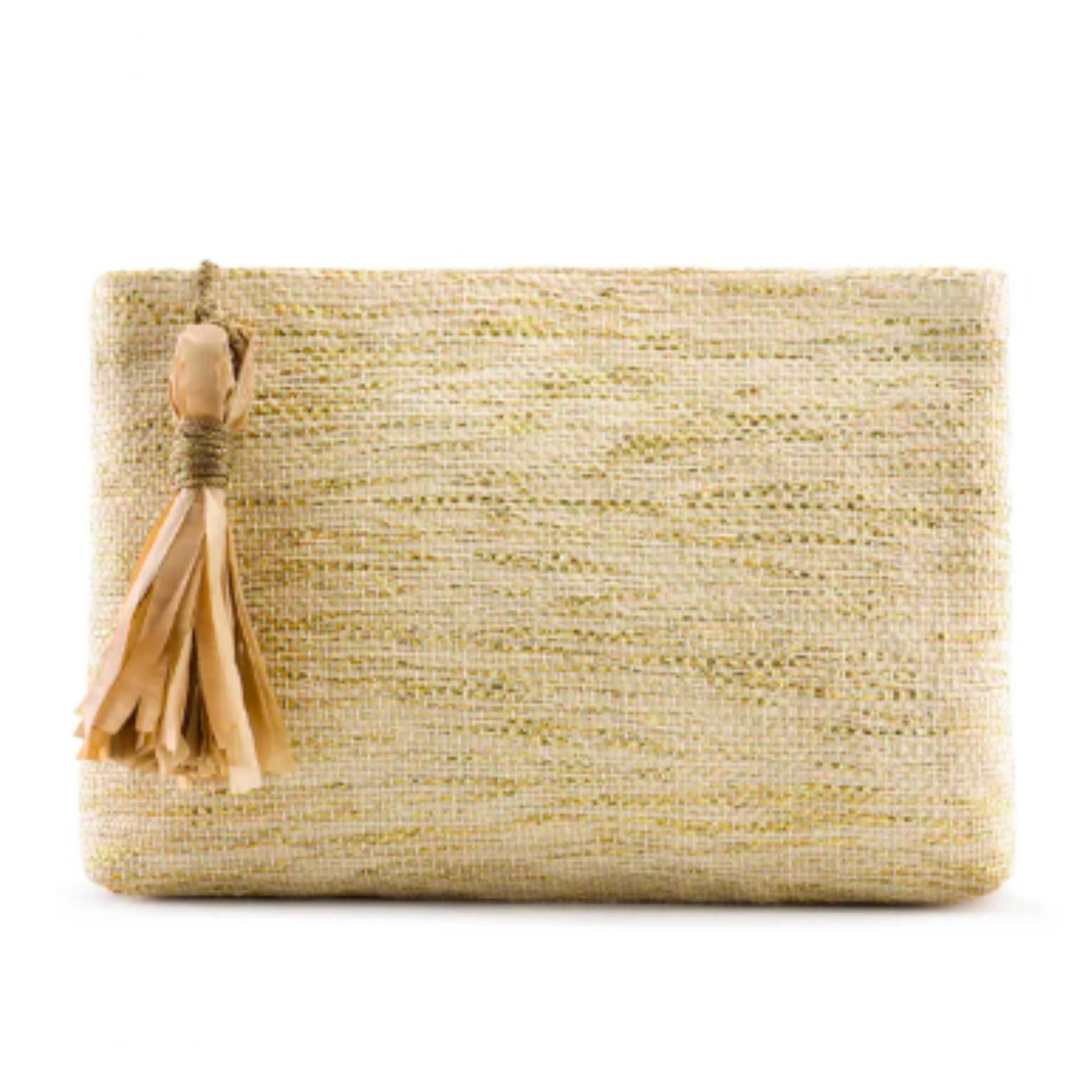 Beige Dame Tassel Clutch by Reform Studio