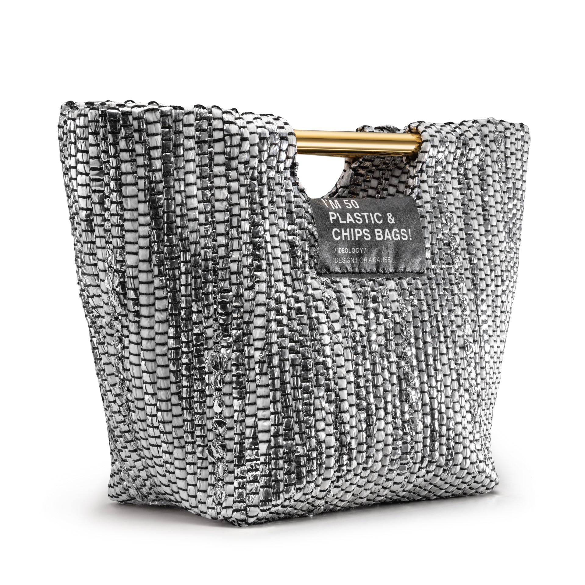 Silver White Metallic Sarab V-Bag by Reform Studio