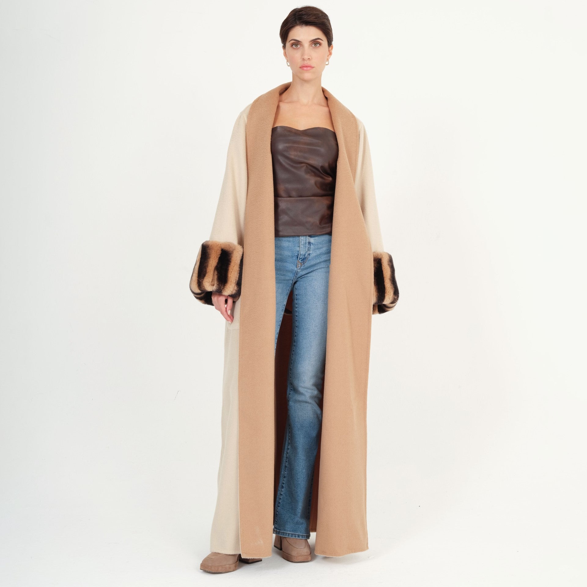 Camel & Beige The Reversible Overlay Coat by Registered