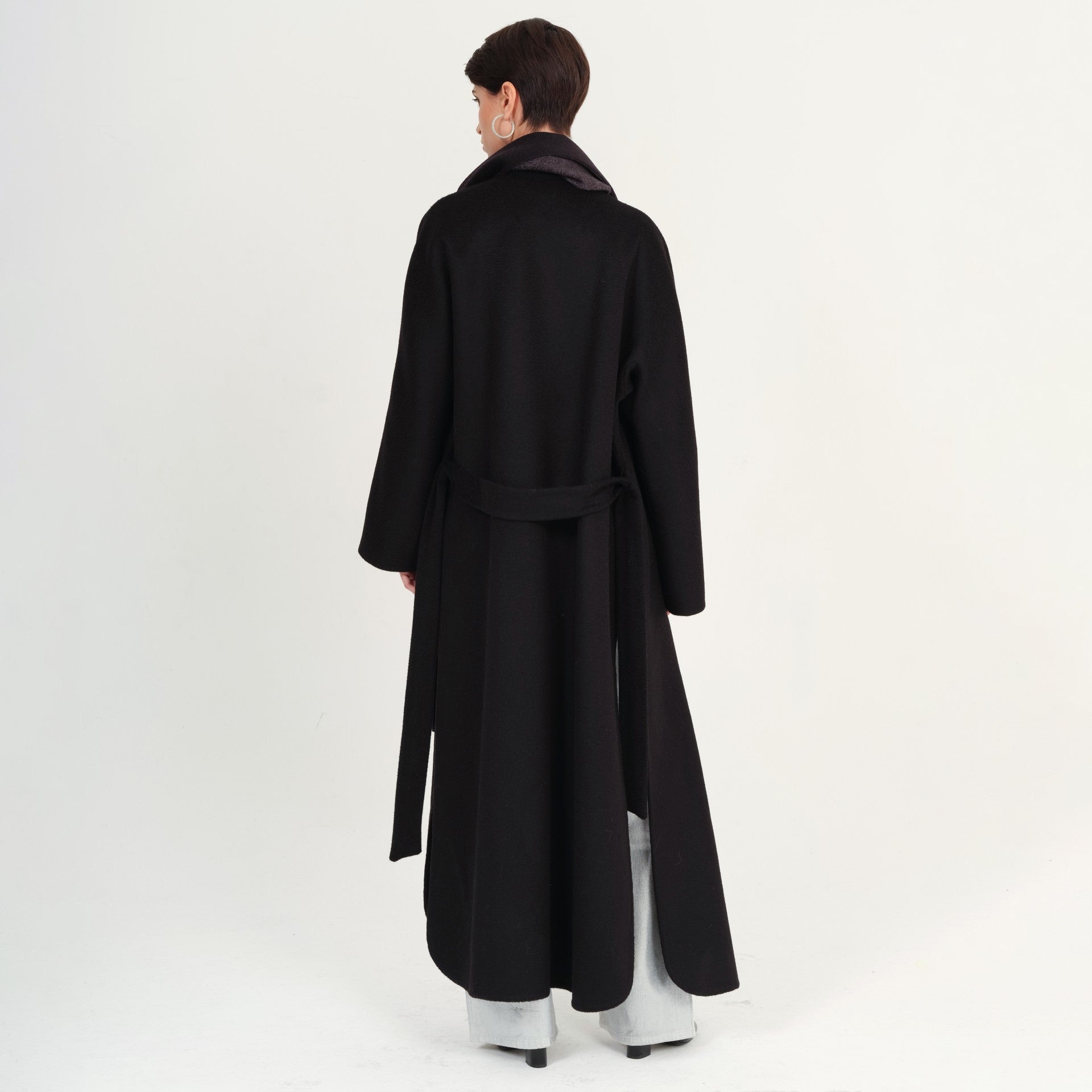 Black Duality Coat with Scarf by Registered