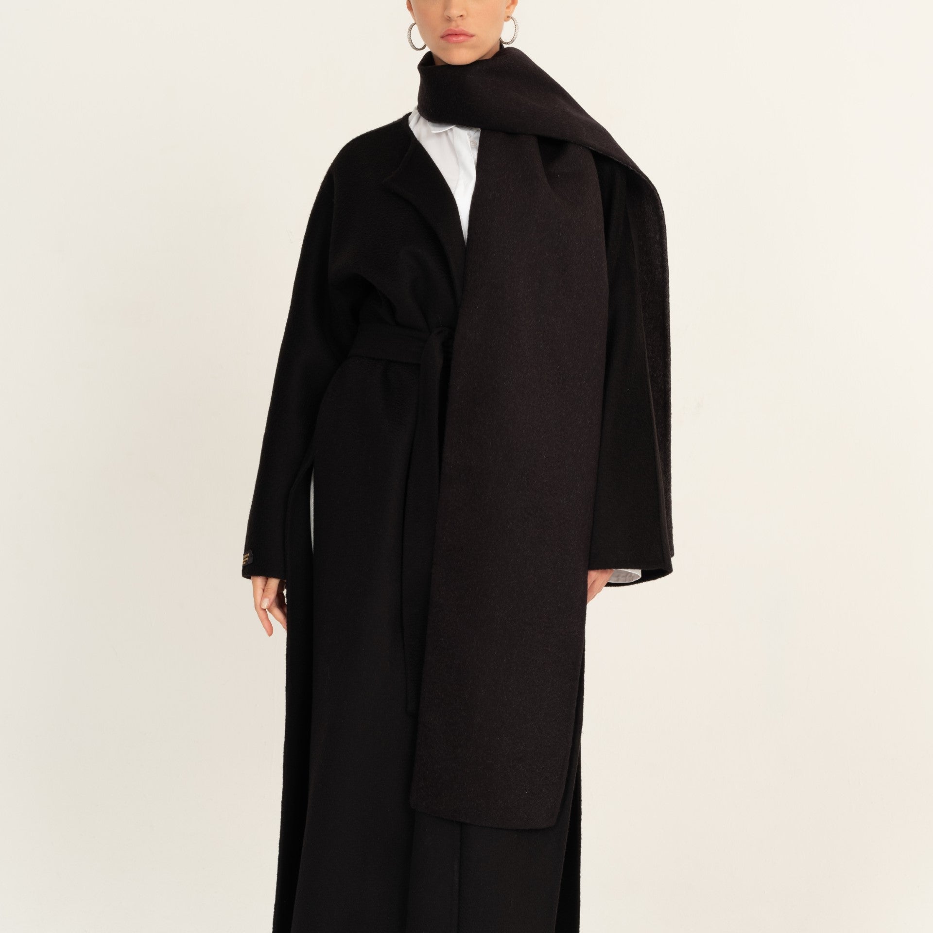 Black Duality Coat with Scarf by Registered