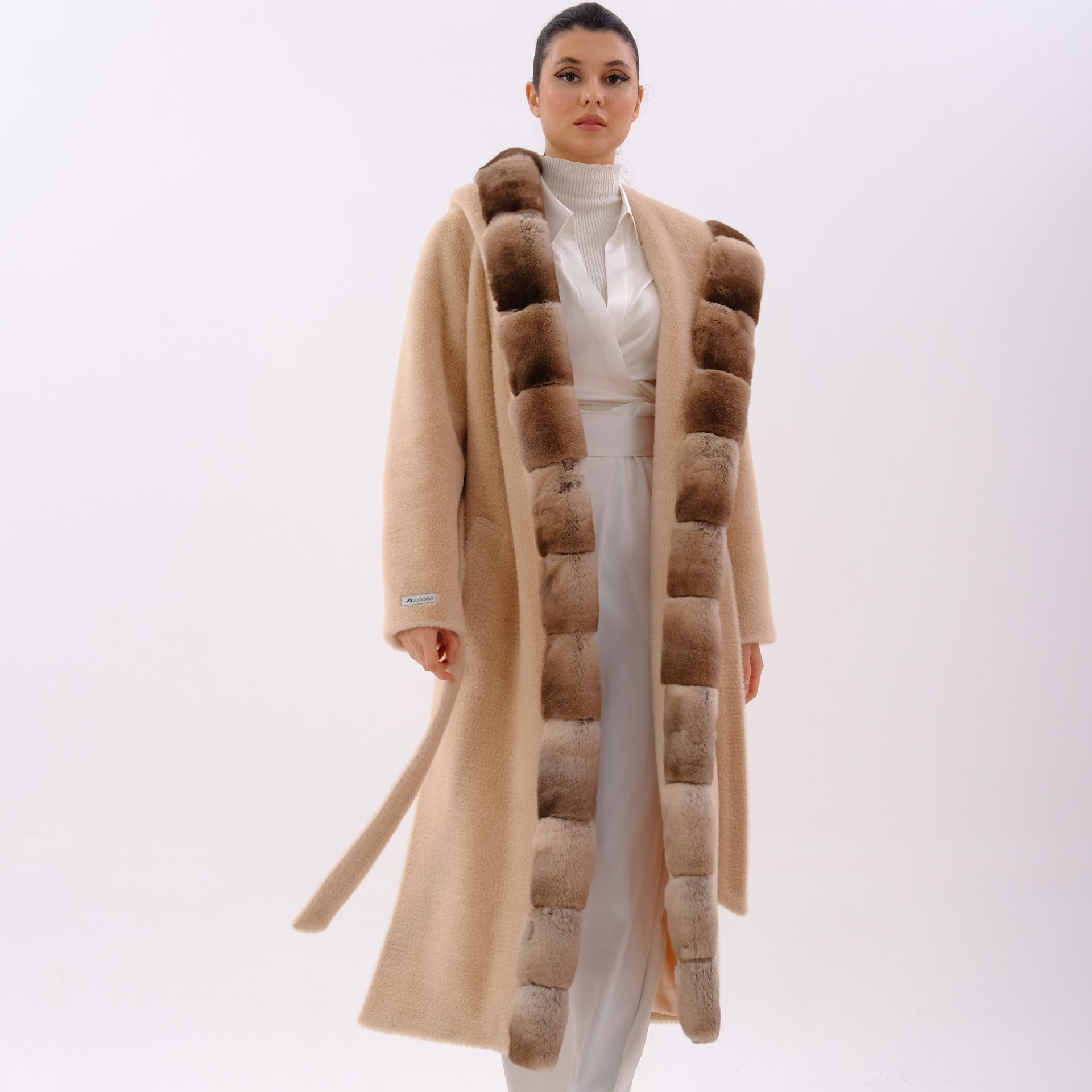 Peach Senational Sand Orylag Fur Coat by Registered