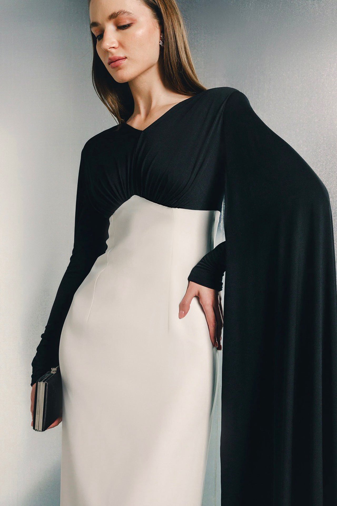 White & Black Lana Cape Dress by Moonmains