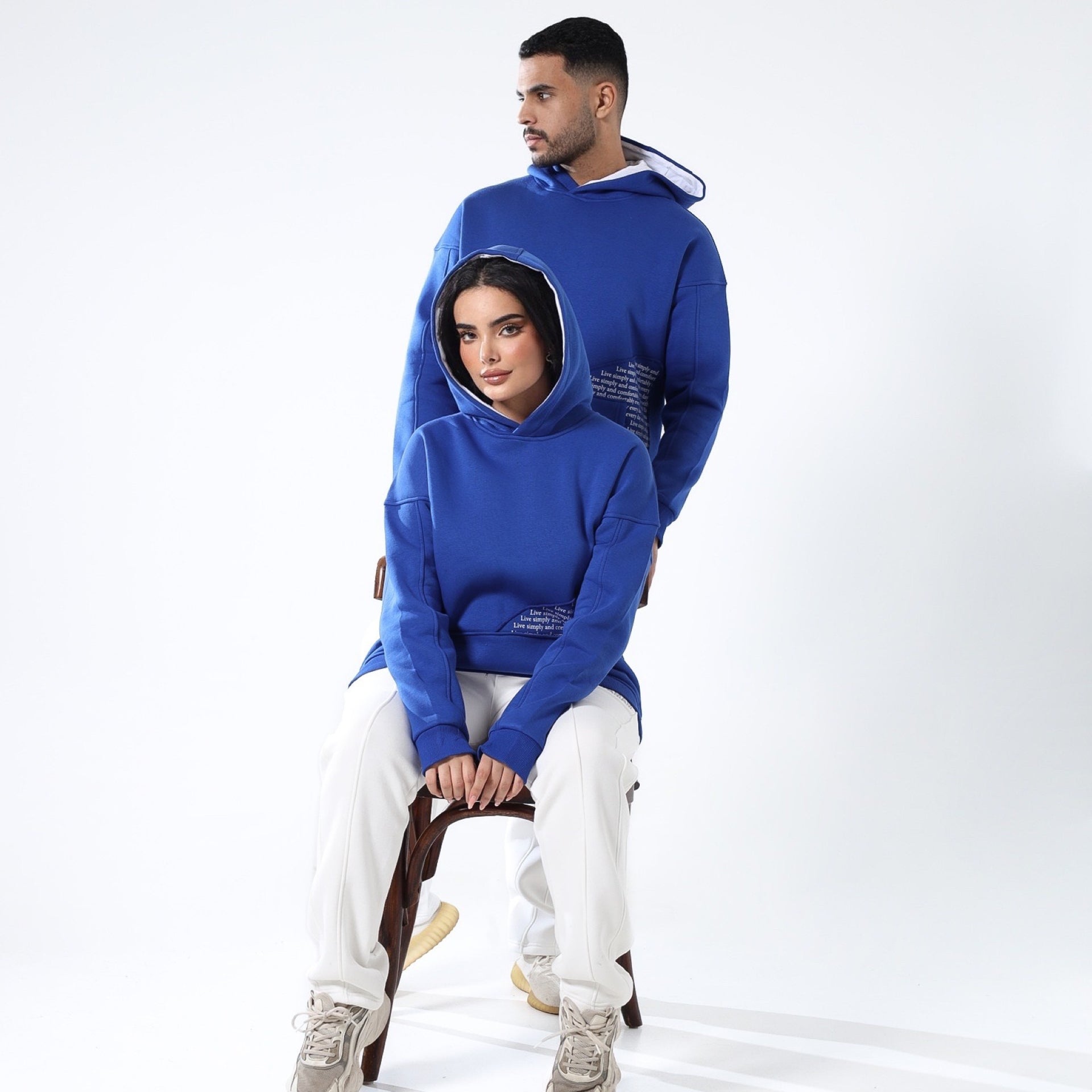 Printed Blue Unisex Hoodie by Yamam