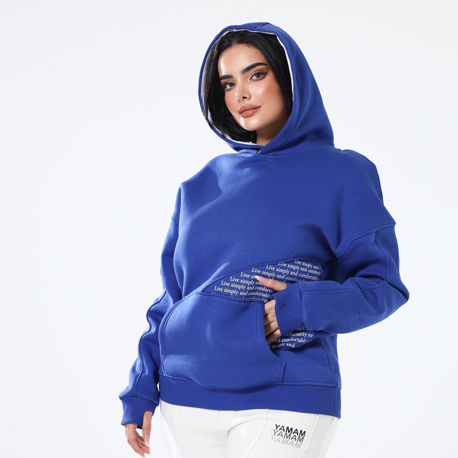 Printed Blue Unisex Hoodie by Yamam