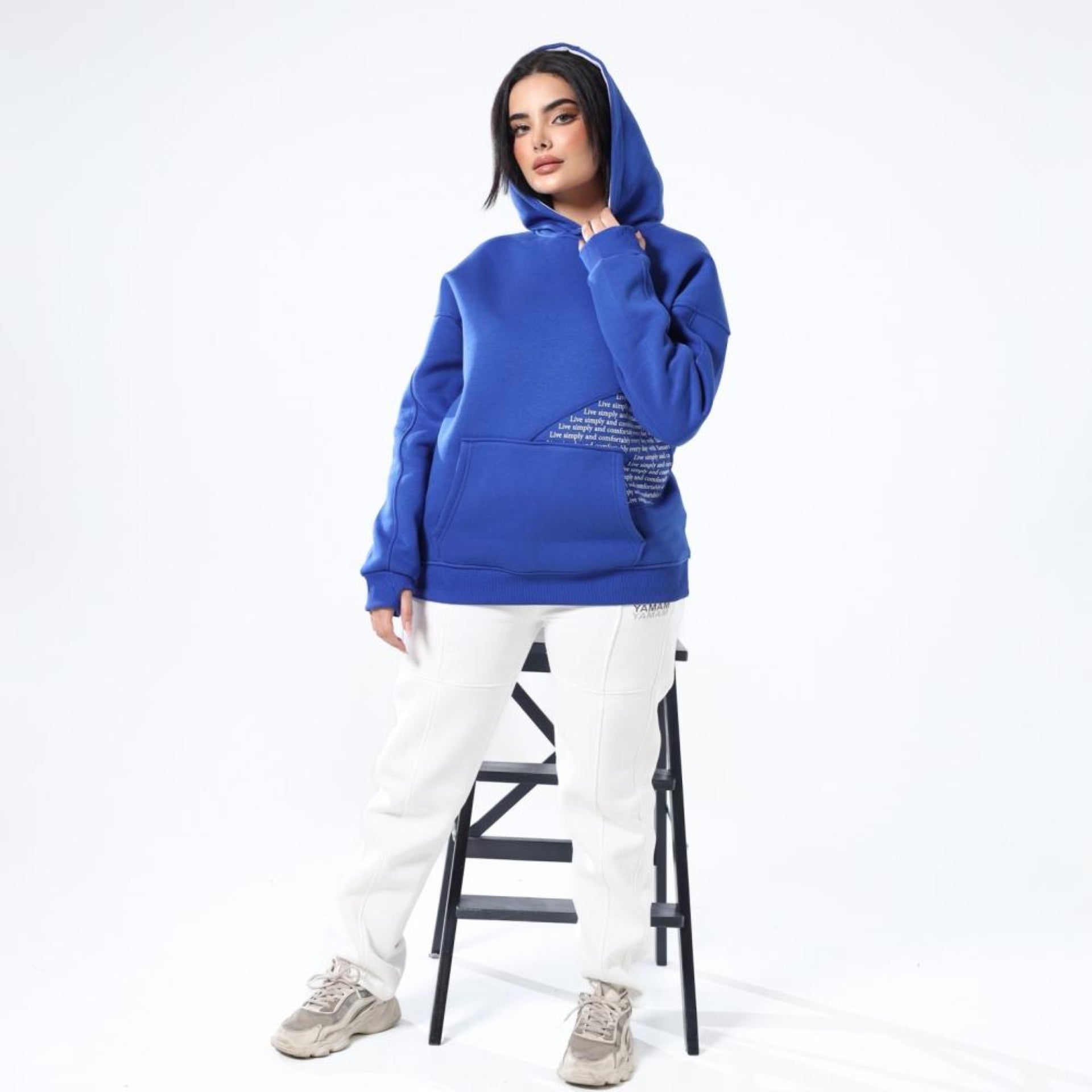 Printed Blue Unisex Hoodie by Yamam