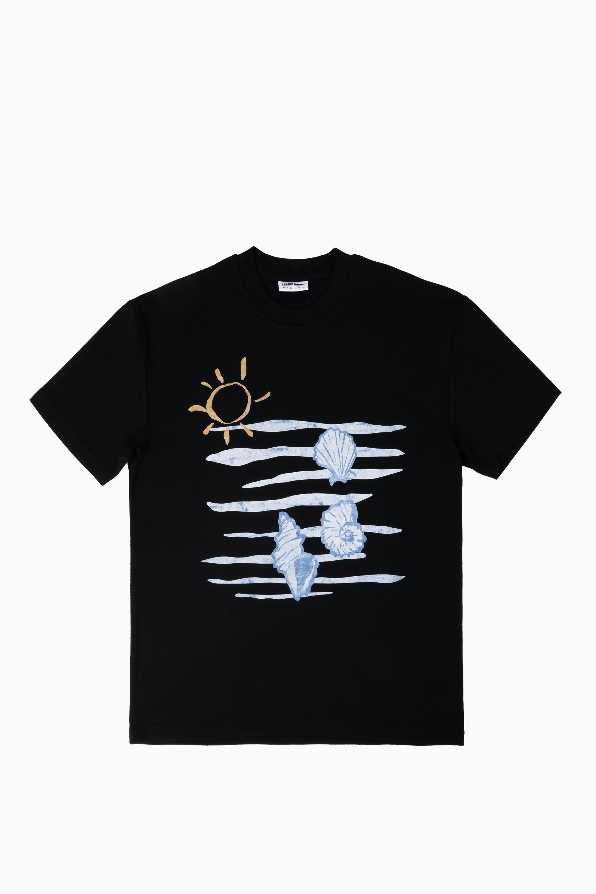 Black Unisex Seashell T-shirt by Brandtionary