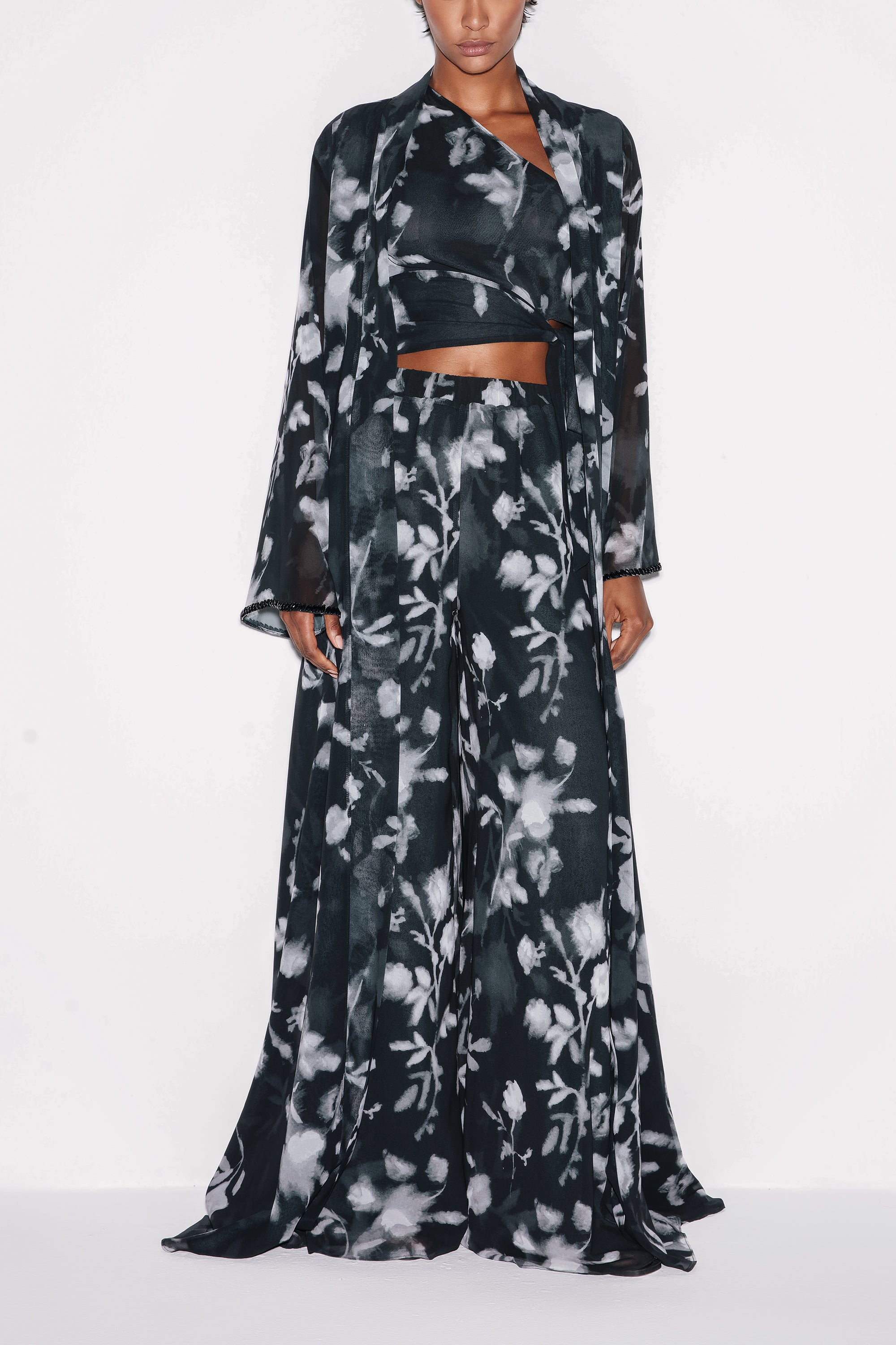 Multicolor Chiffon Blossom Luxe Asymmetrical Top by Lili Blanc
