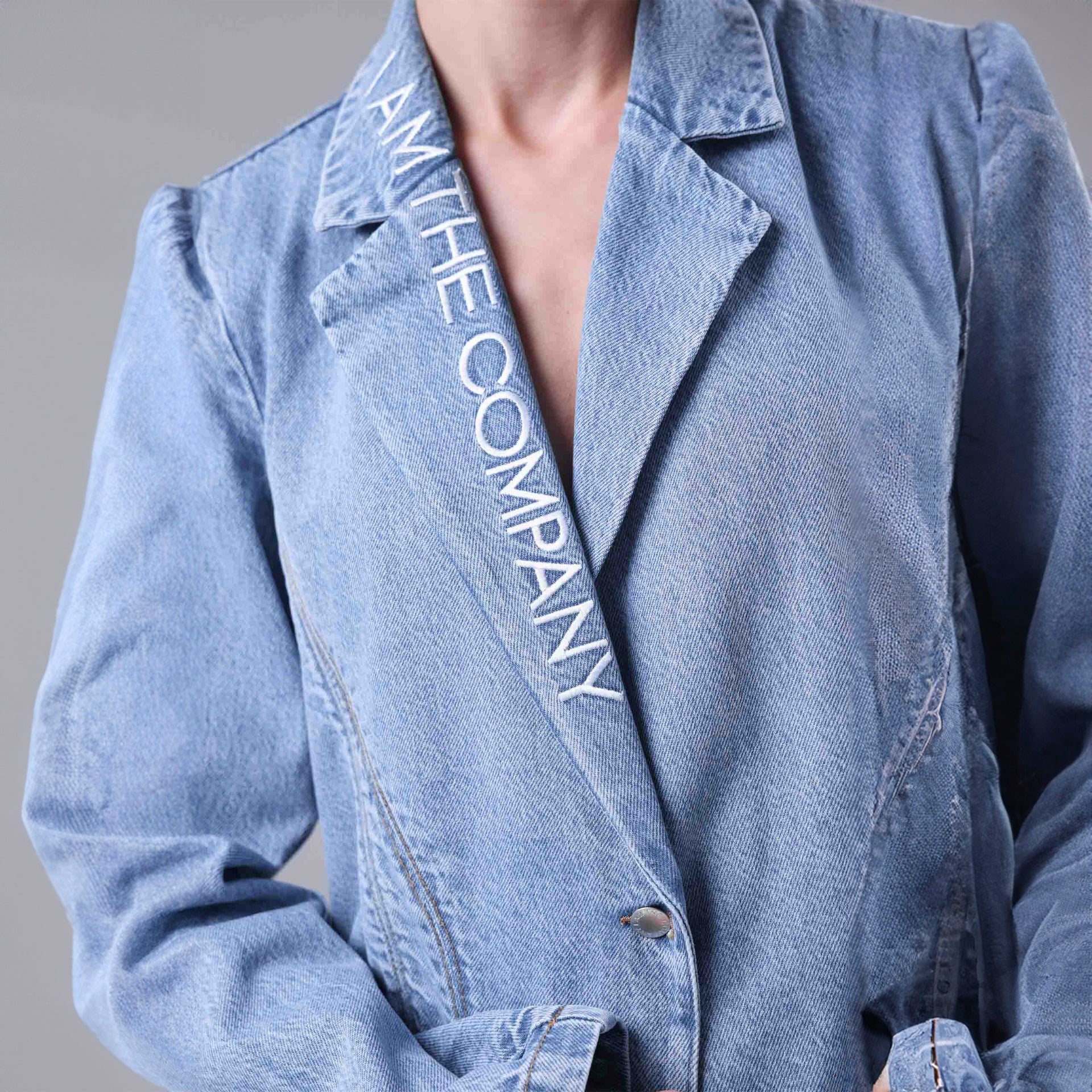 Blue Denim Blazer Jacket By I am the Company