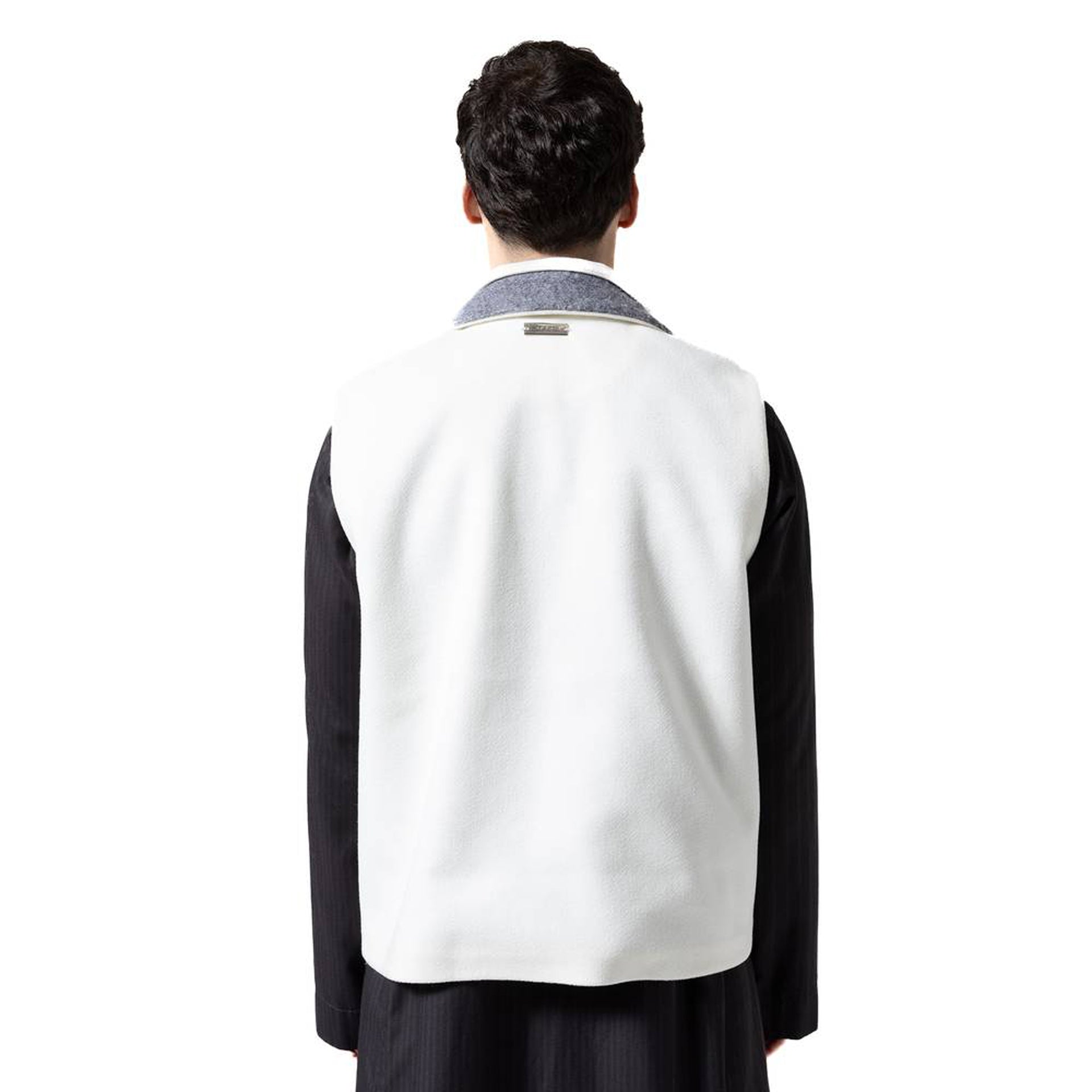 White & Gray Double Collar Vest From Hajruss