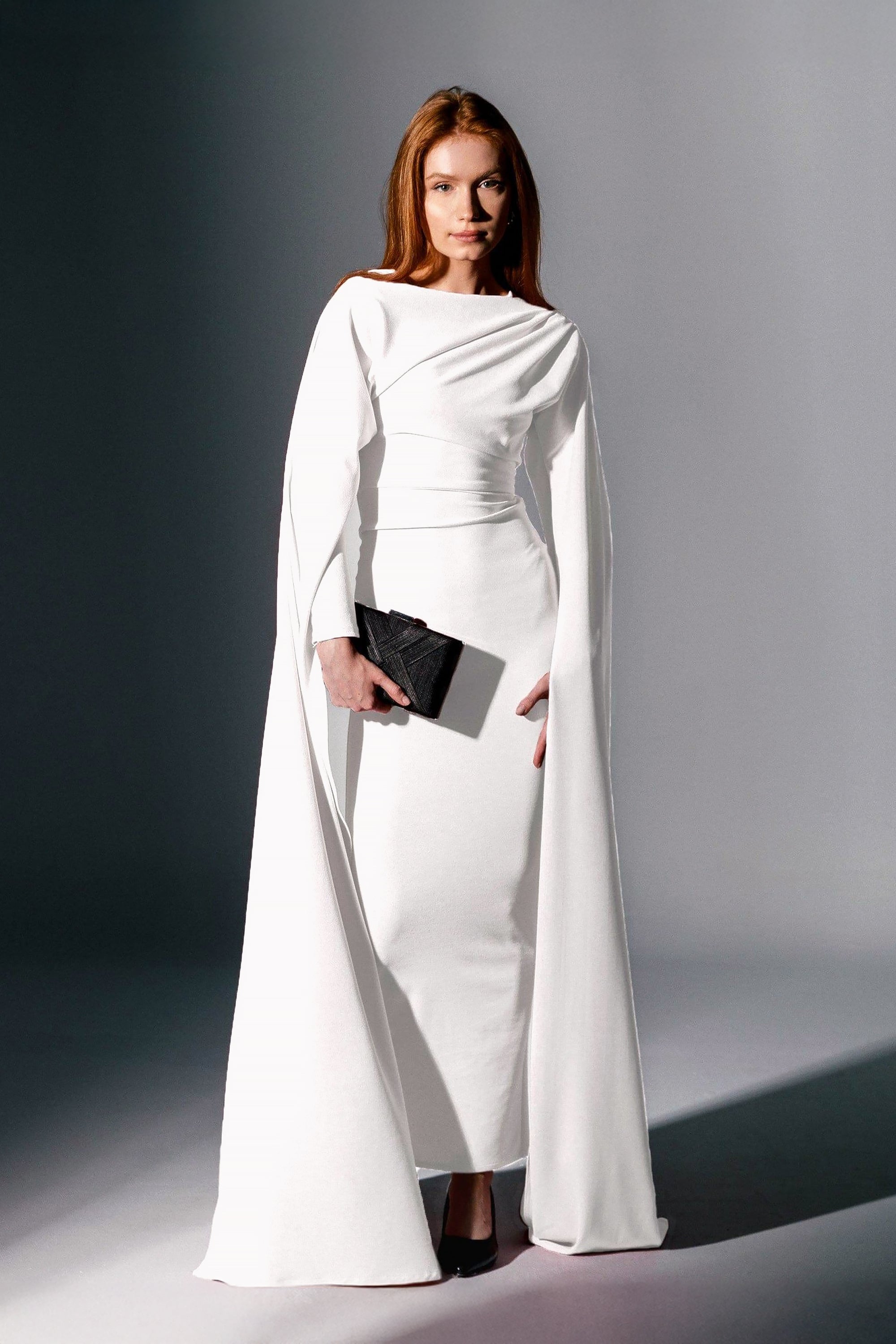 White Eliana Cape Dress by Moonmains
