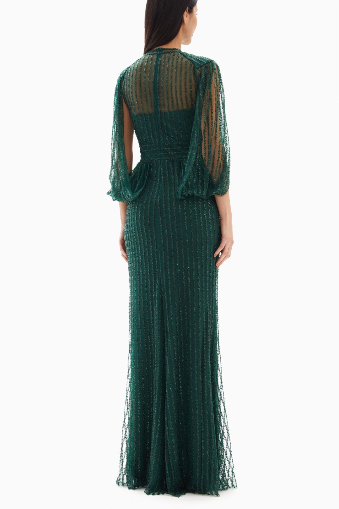 Emerald Green Glittering Sheer Dress By WECRE8