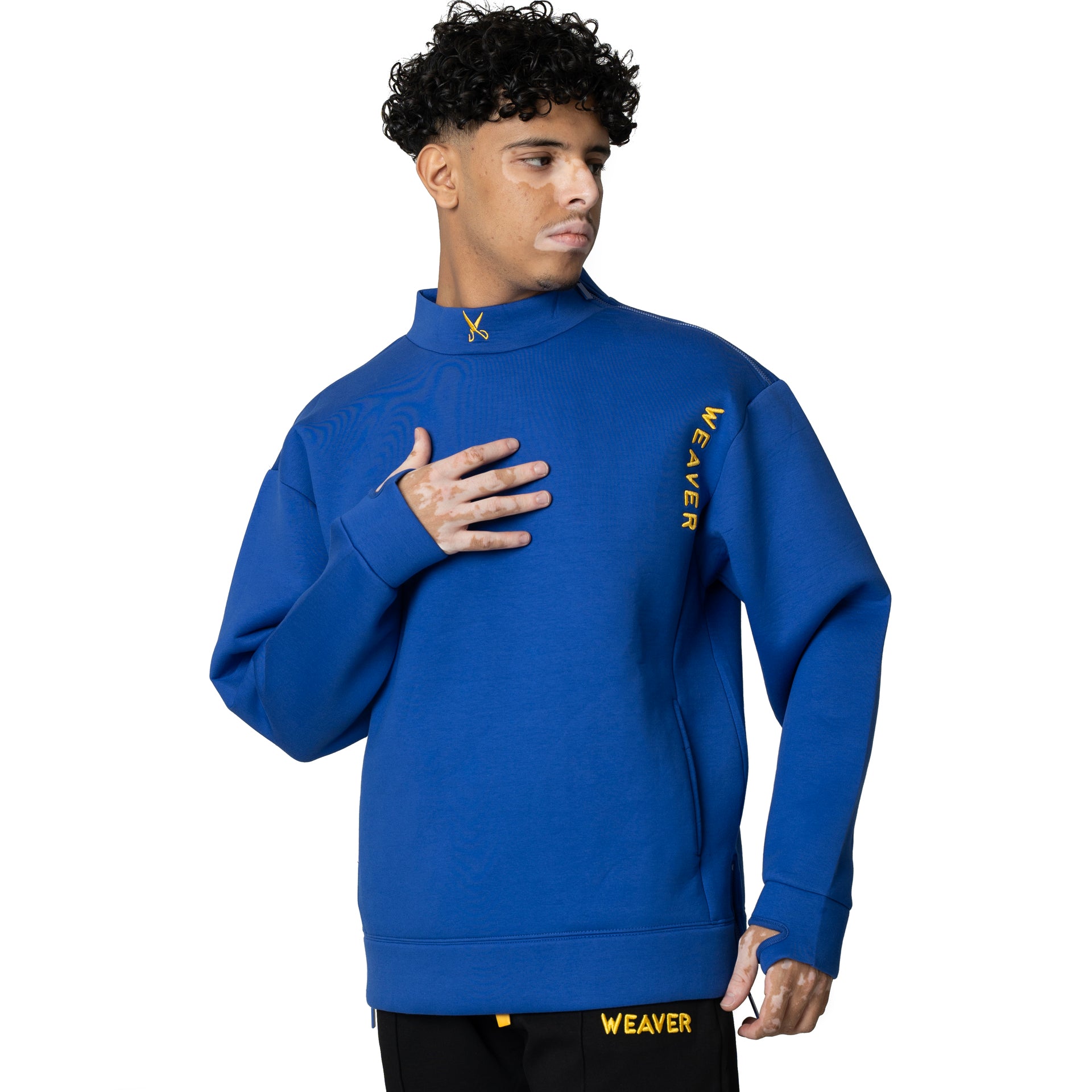 Blue High Neck Shirt From Weaver Design