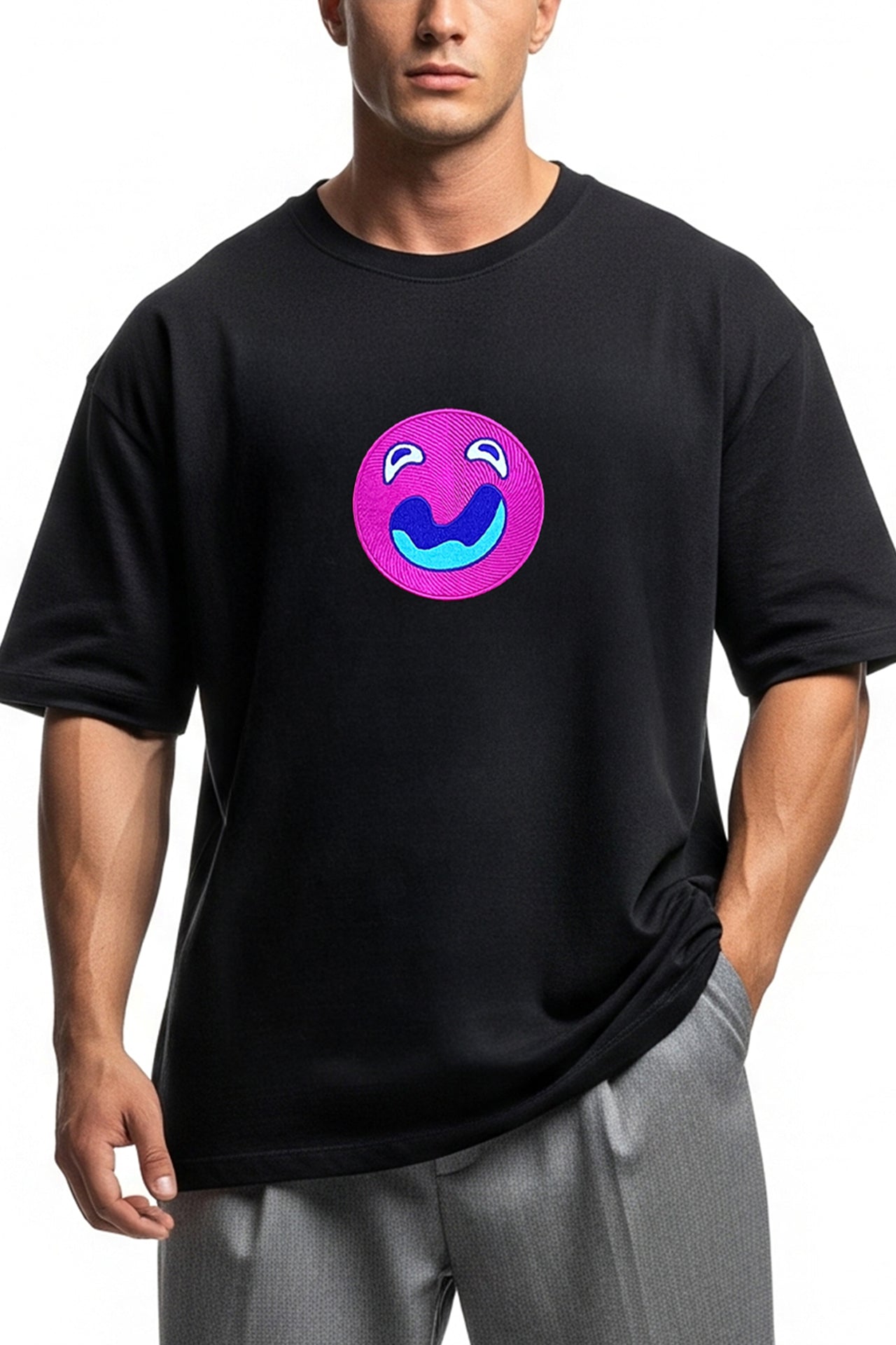 Black Unisex Crazy Pink T-shirt by Oba